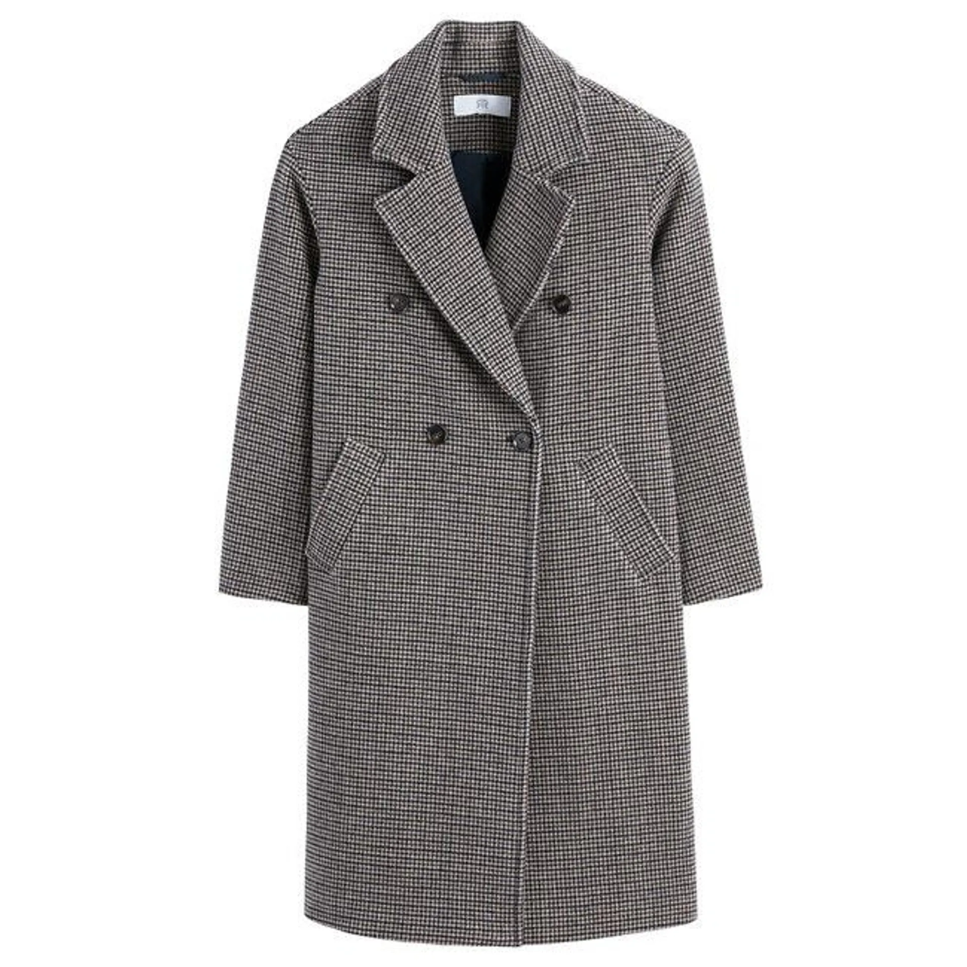 Wool Mix Coat in Houndstooth Check