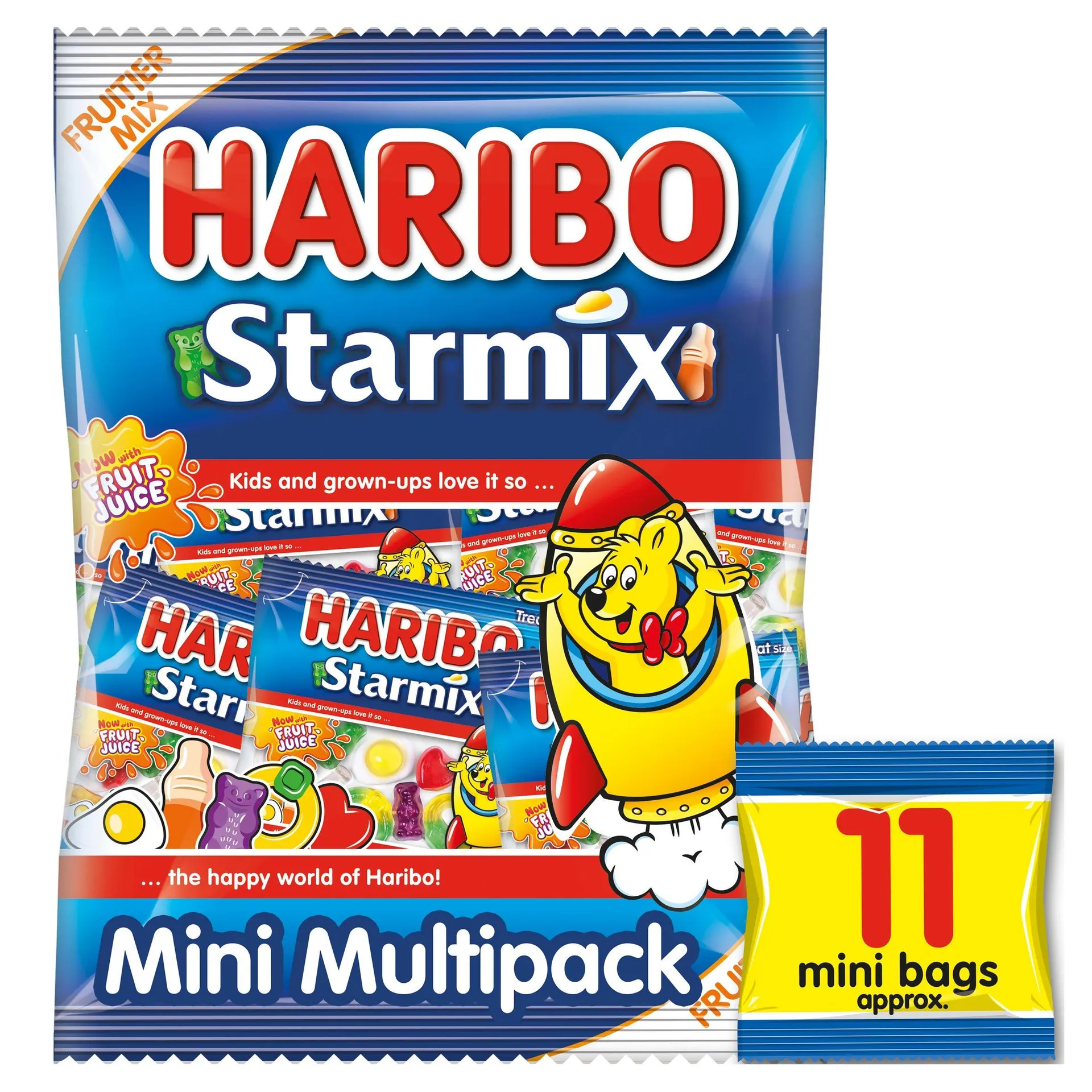 HARIBO Starmix Minis Fruit & Cola Flavour Jelly & Foam Sweets 11 x 16g Fun Size Bags Multipack 176g