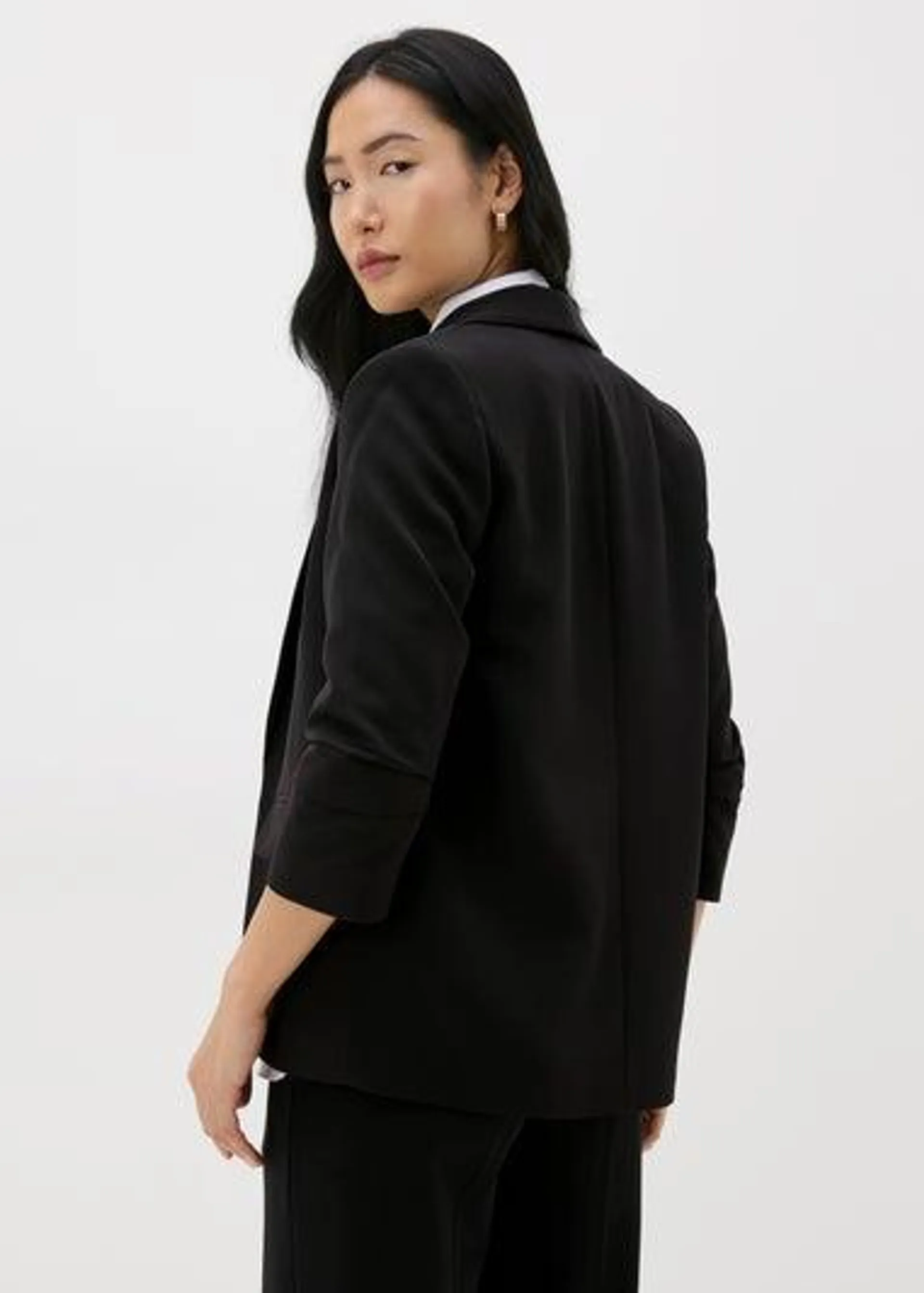 Et Vous Black Ruched Sleeve Blazer