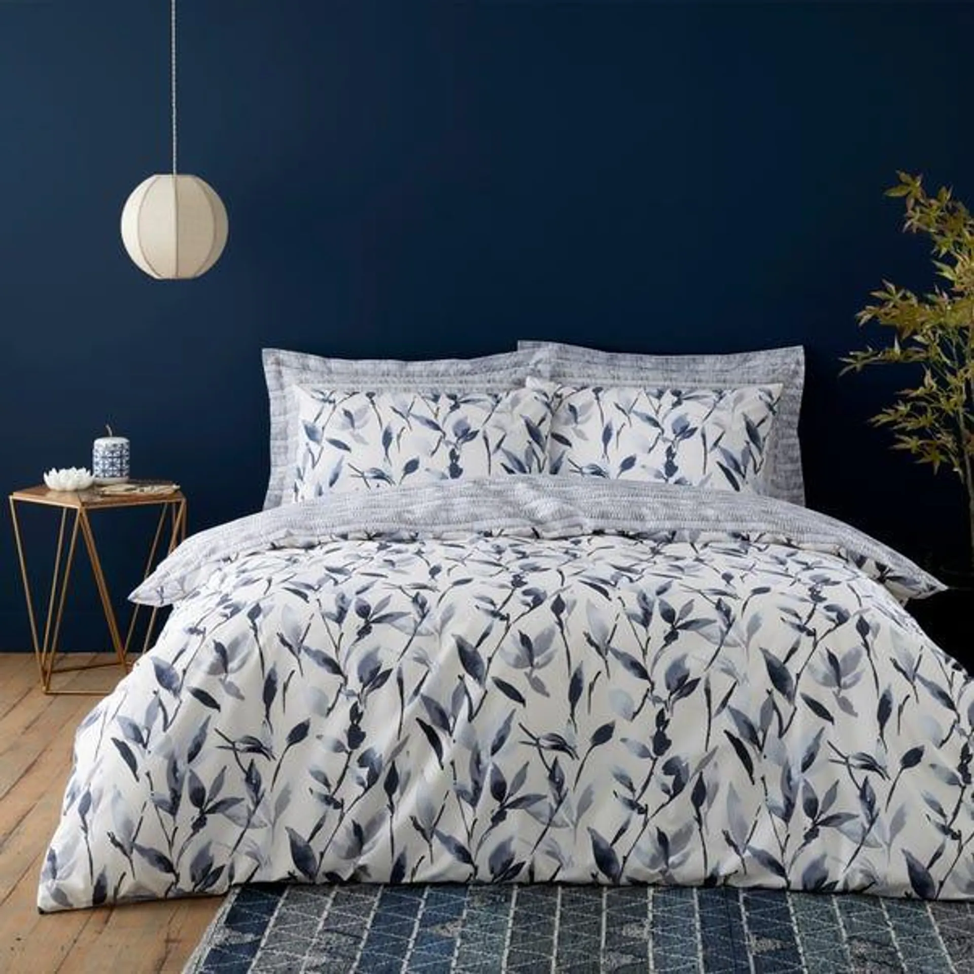 Zen Navy Reversible Duvet Cover and Pillowcase Set