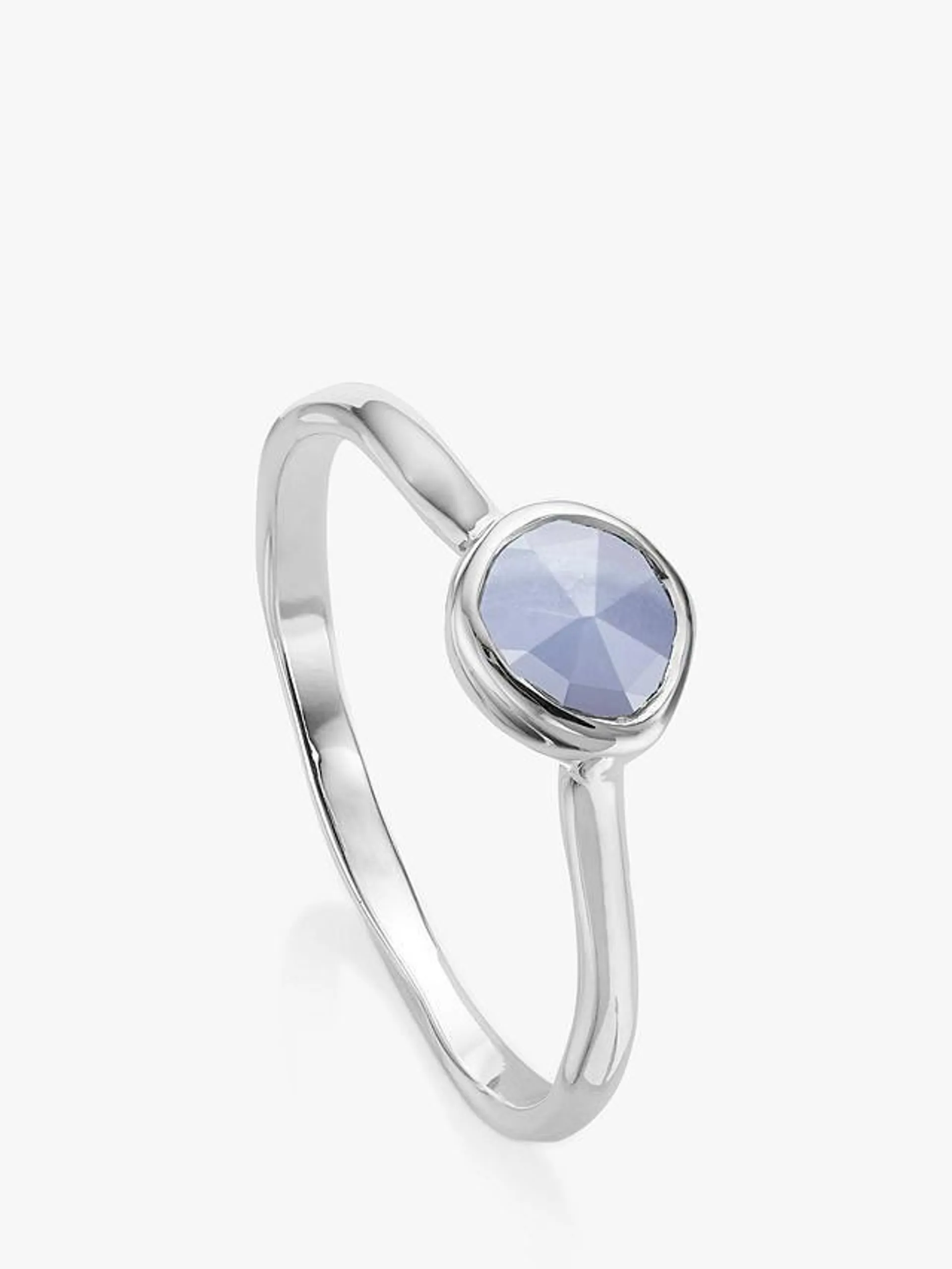 Monica Vinader Small Siren Blue Lace Agate Stacking Ring, Silver