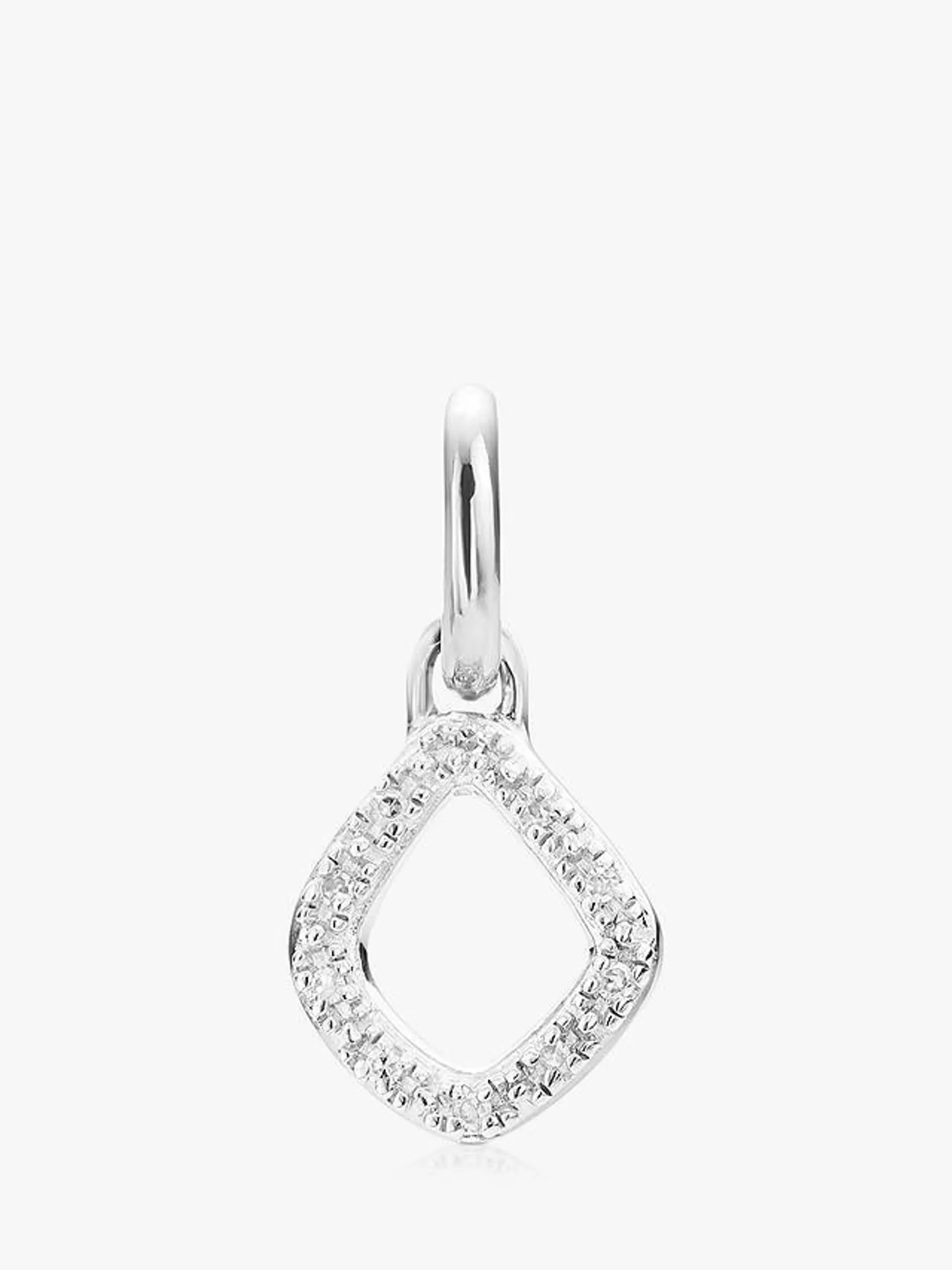 Monica Vinader Riva Mini Kite Diamond Pendant Charm, Silver