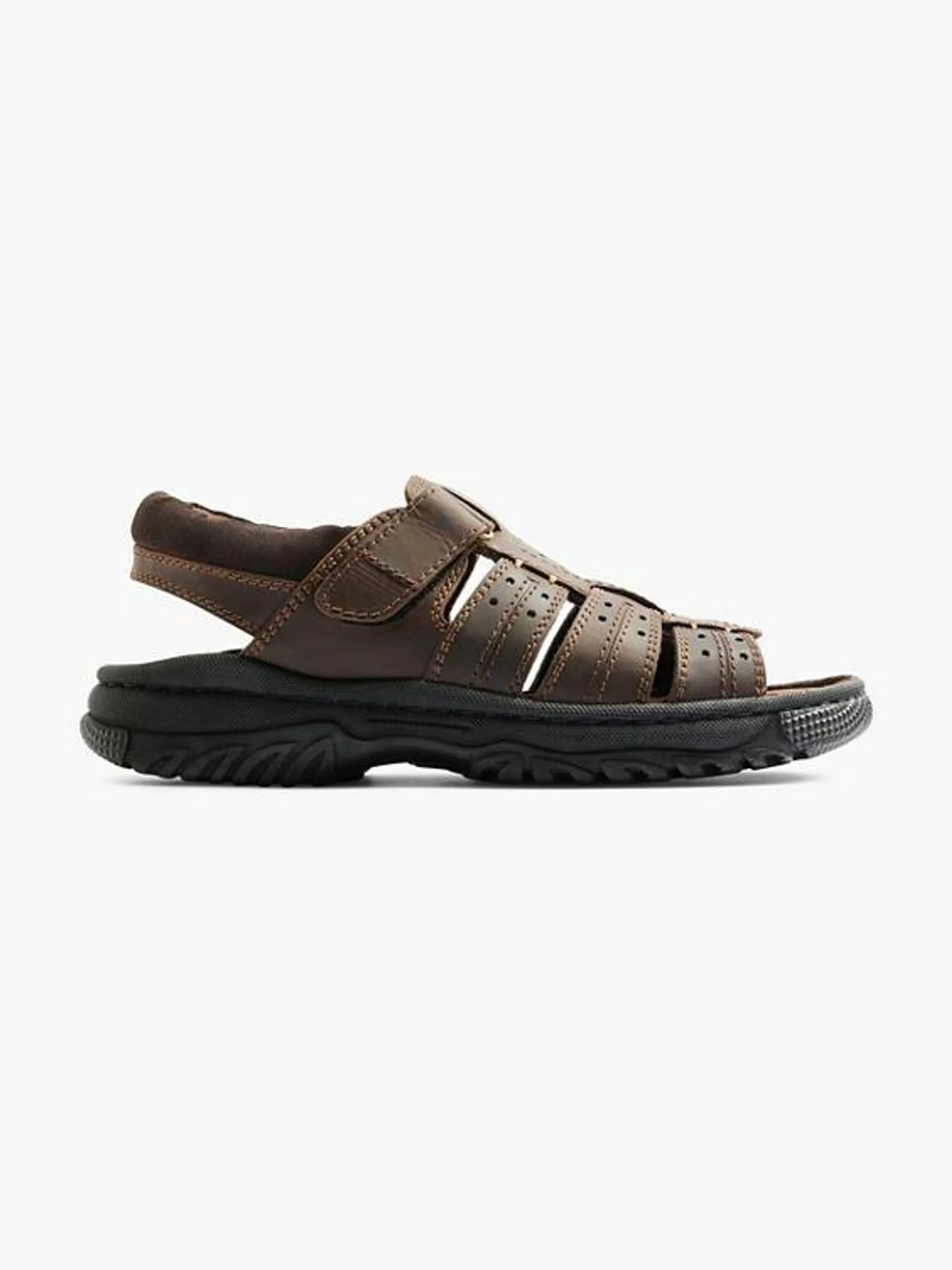 Mens Brown Leather Open Toe Full Sandal