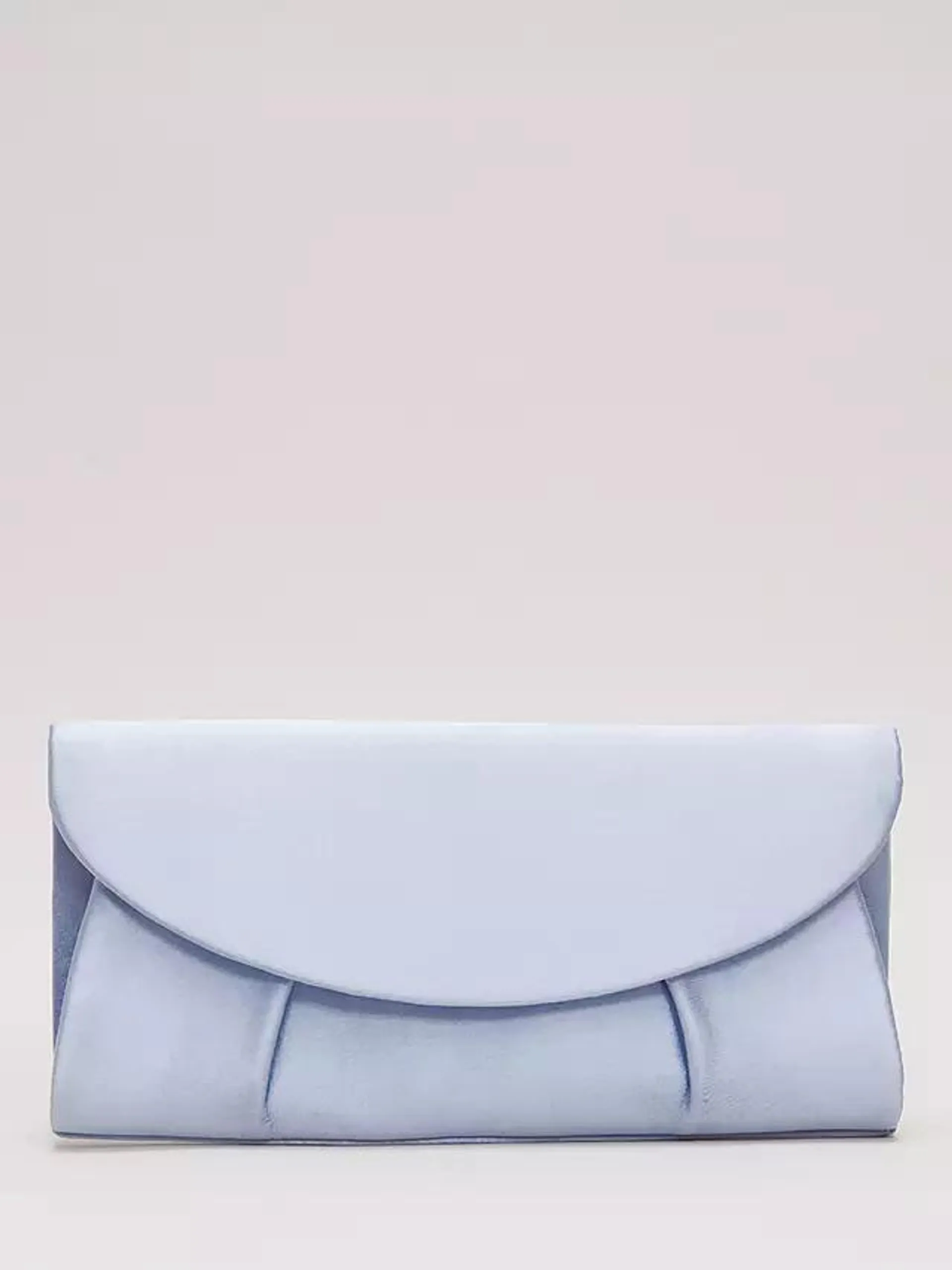 Pleated Satin Clutch Bag, Pale Blue