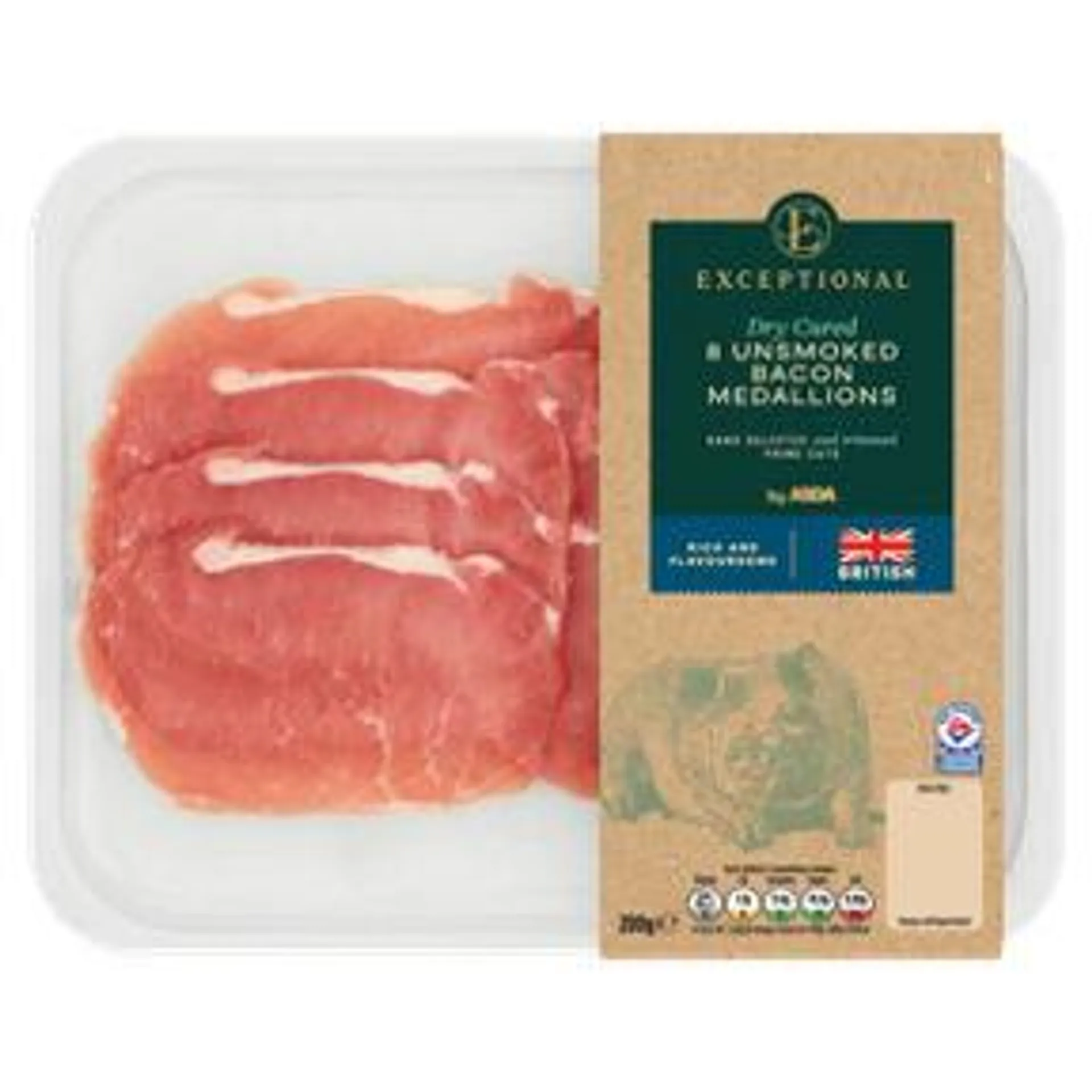 Exceptional by ASDA 8 Unsmoked Bacon Medallions 200g