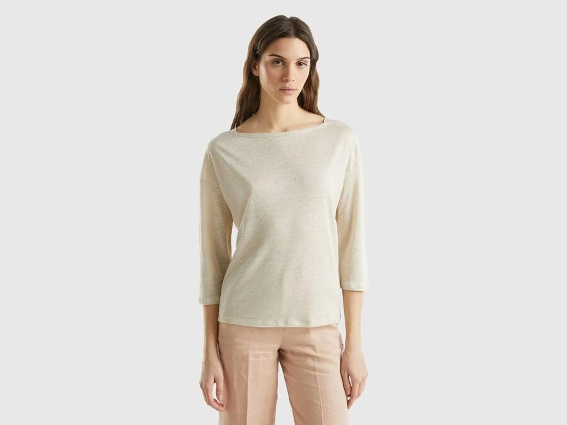 3/4 sleeve t-shirt in pure linen