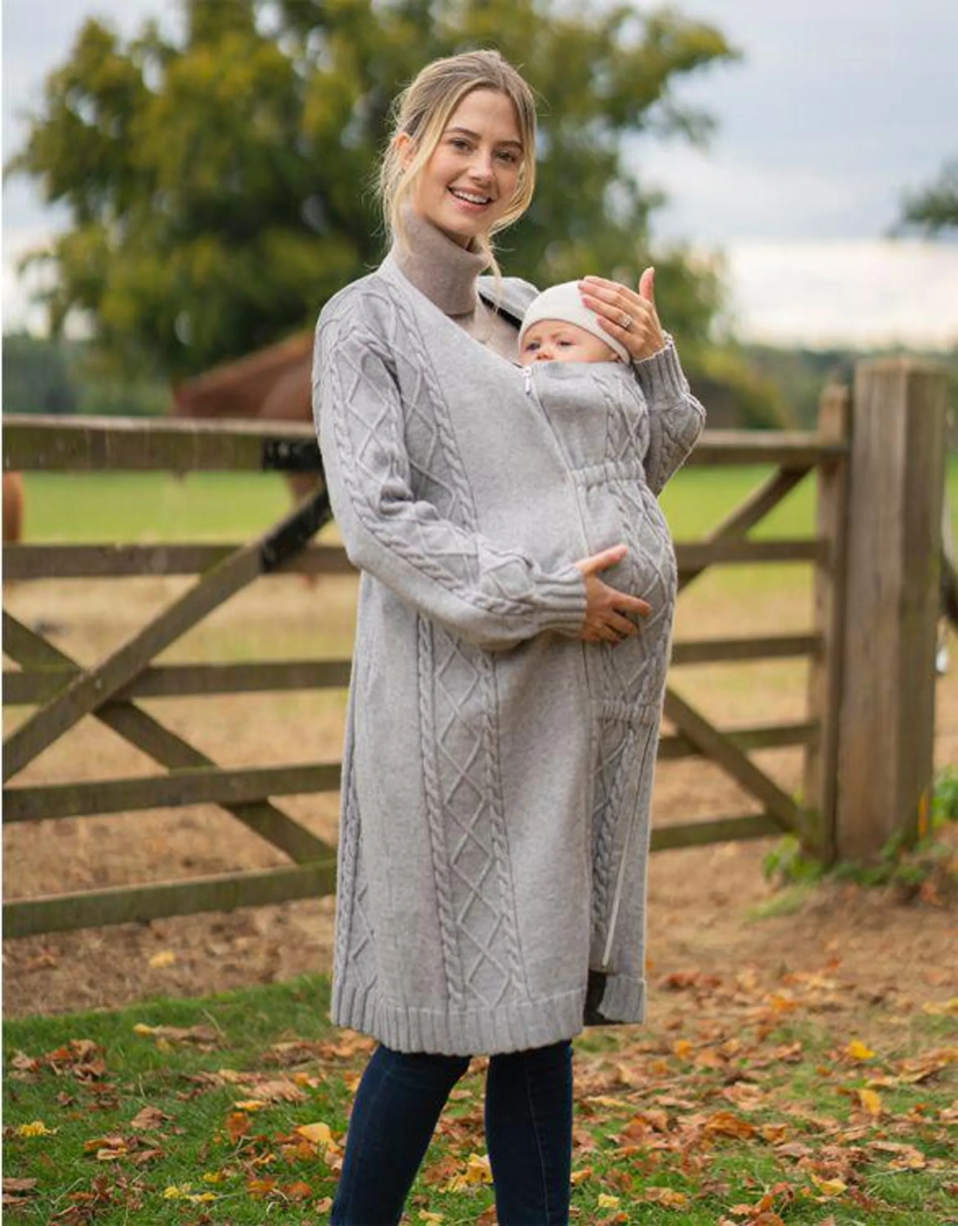 Cable Knit 3 in 1 Maternity & Babywearing Cardigan