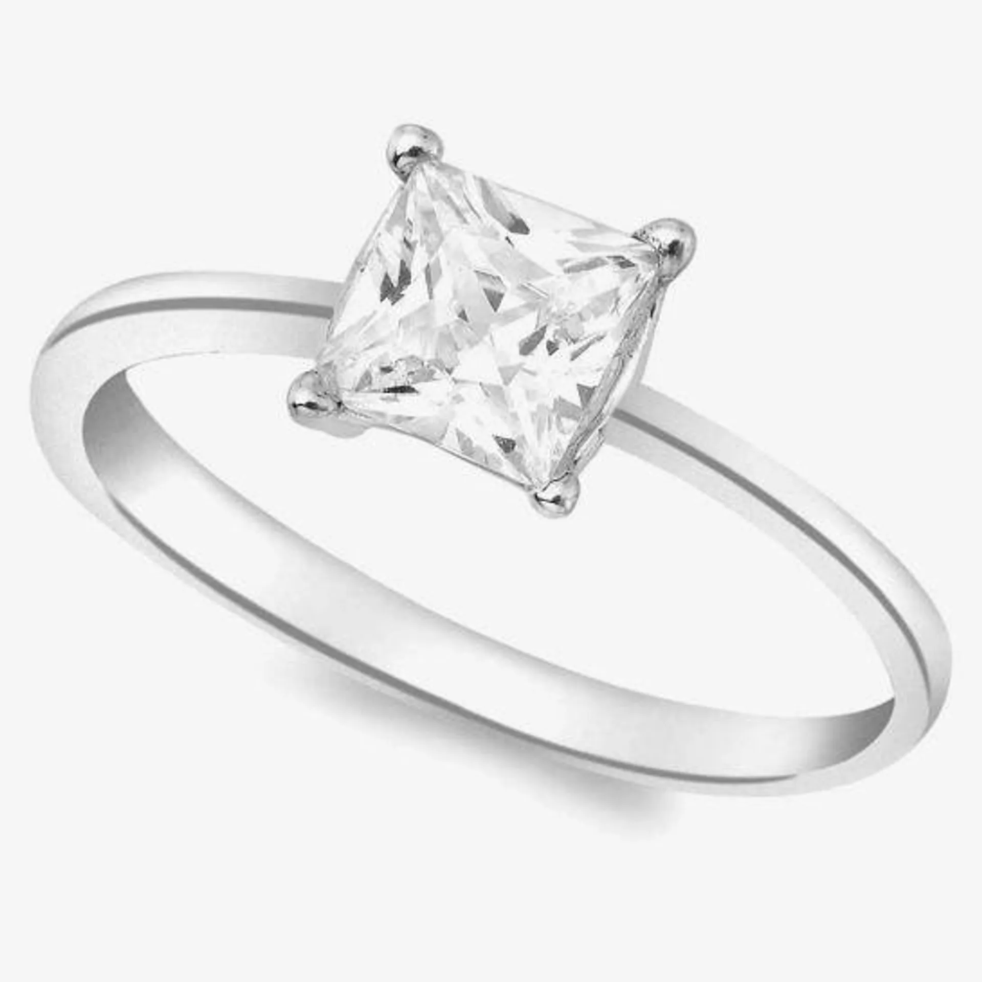 9ct White Gold Single Stone 5mm Cubic Zirconia Ring 5.84.6209