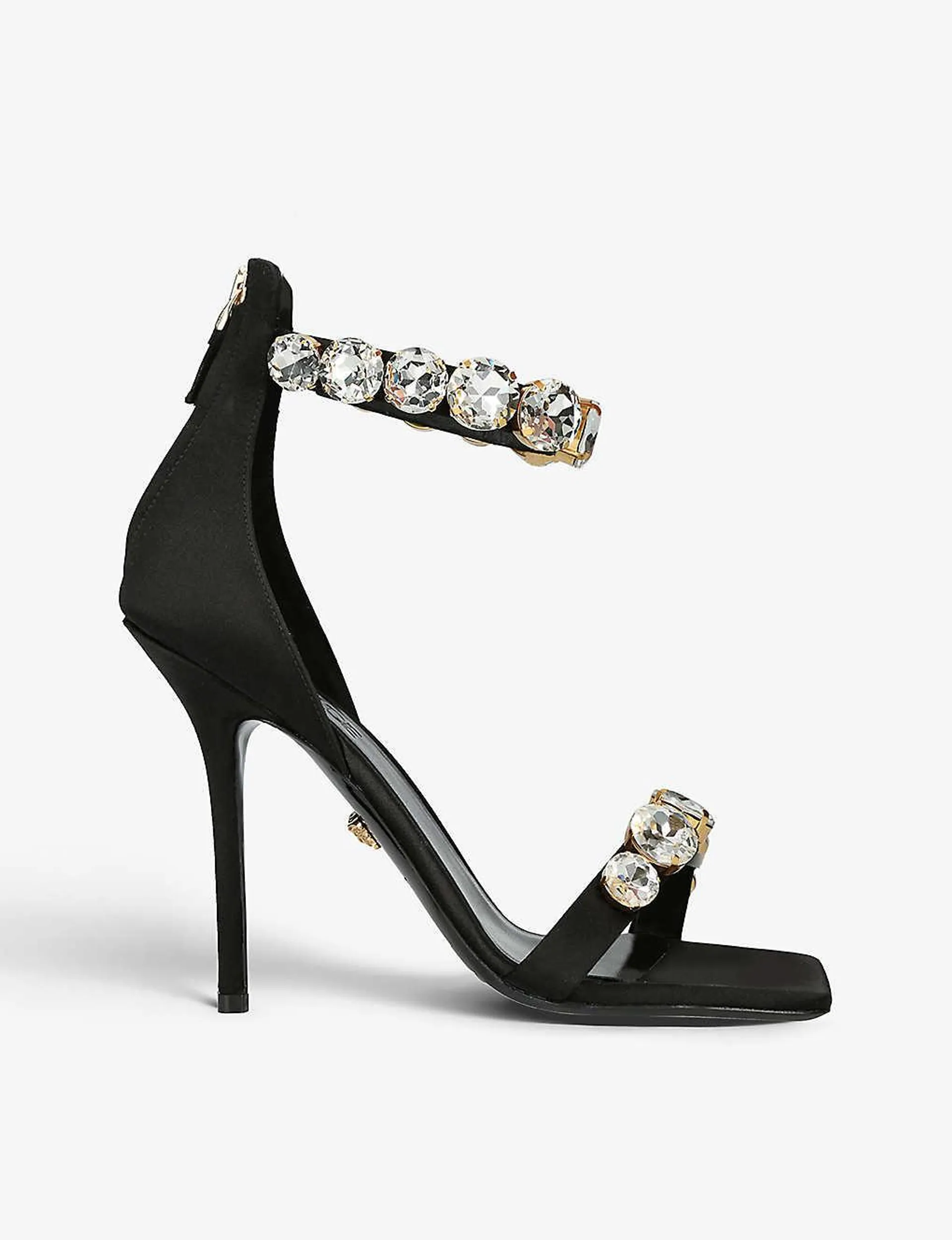 Diamond crystal-embellished woven heeled sandals