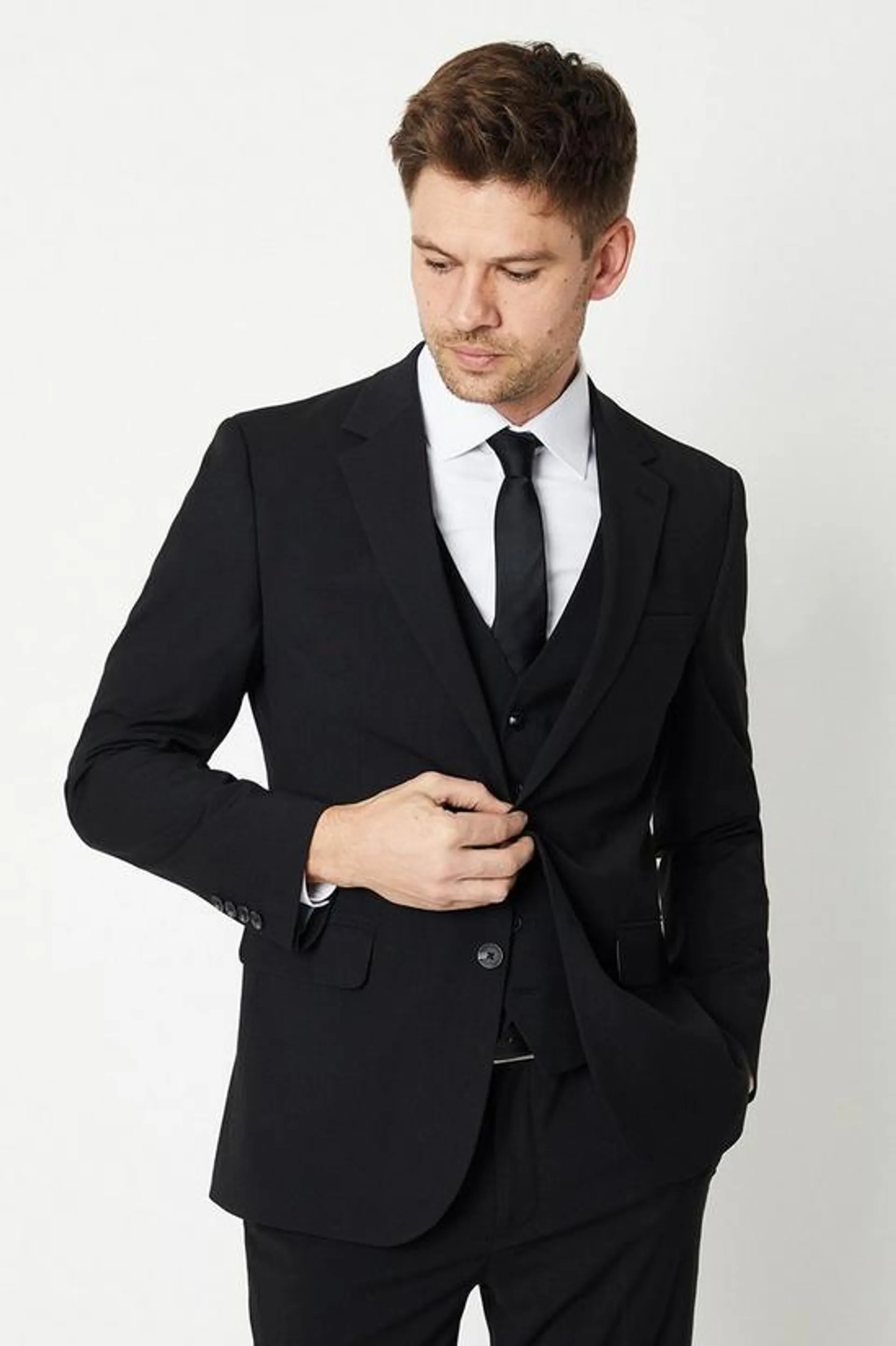 Tailored Fit Black Essential Suit Jacket