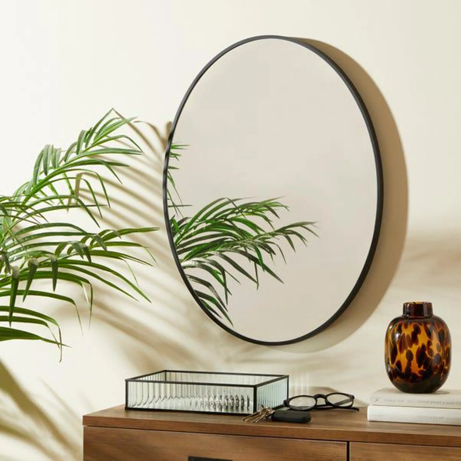 Black Oval Mirror 44cm x 60cm