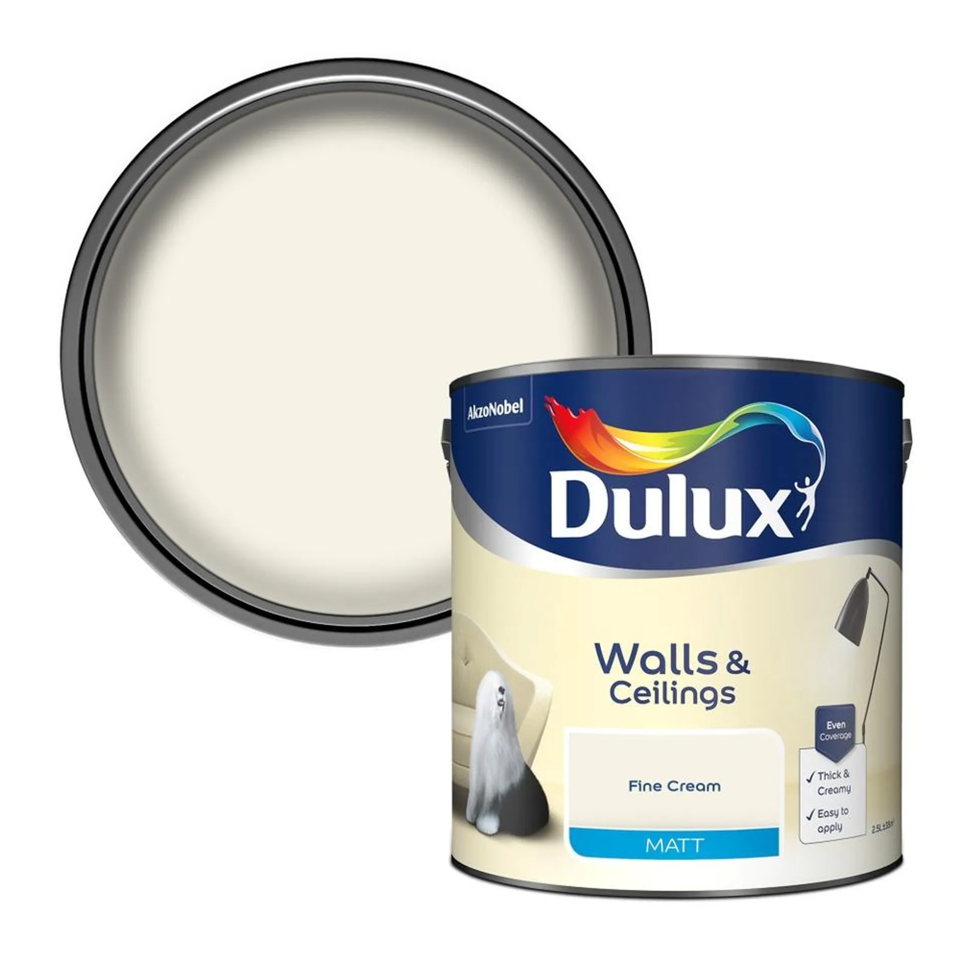 Dulux Matt Emulsion Paint Fine Cream - 2.5L