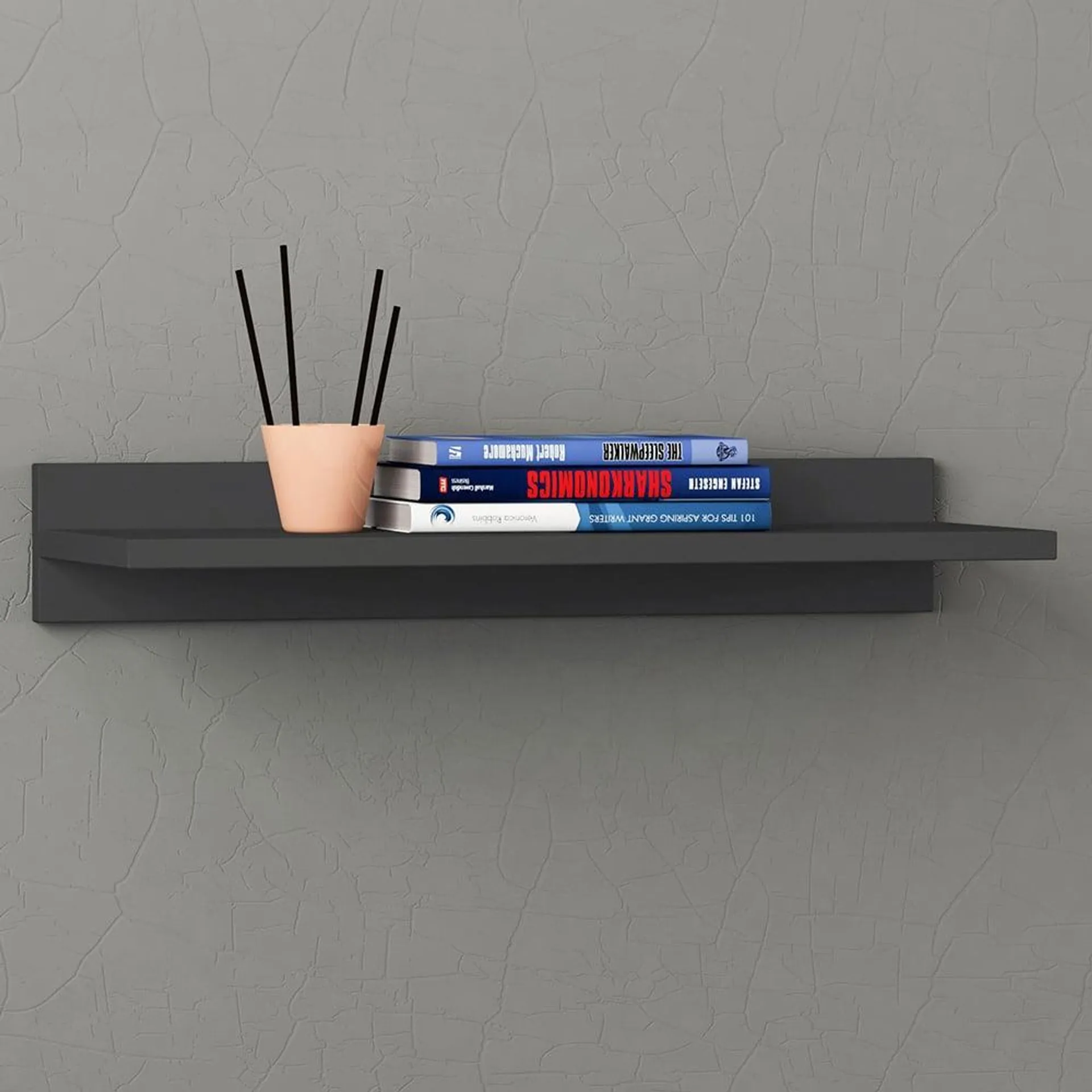 Decortie Simple Anthracite Modern Floating Wall Mounted Shelf