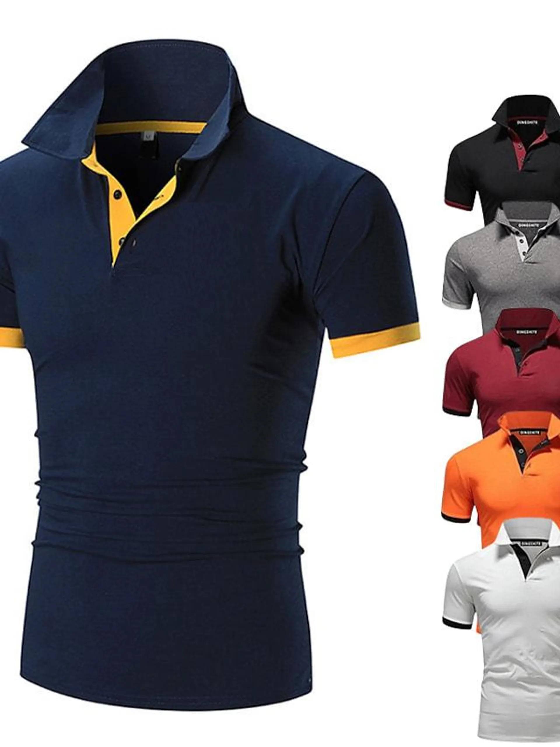 Men's Polo Golf Shirt Casual Sports Classic Short Sleeve Basic Casual Solid Color Plain Button Front Summer Spring Regular Fit Black White Wine Navy Blue Orange Dark Gray Polo