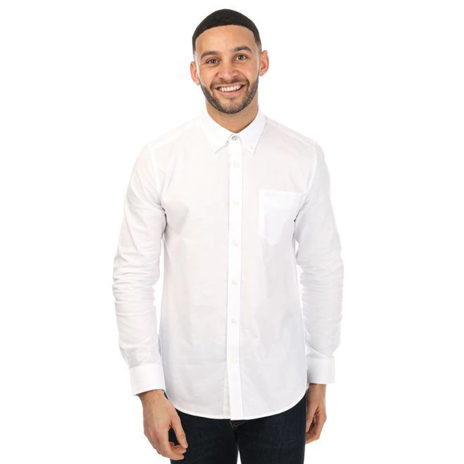 Ben Sherman Mens Long Sleeve Oxford Shirt in White