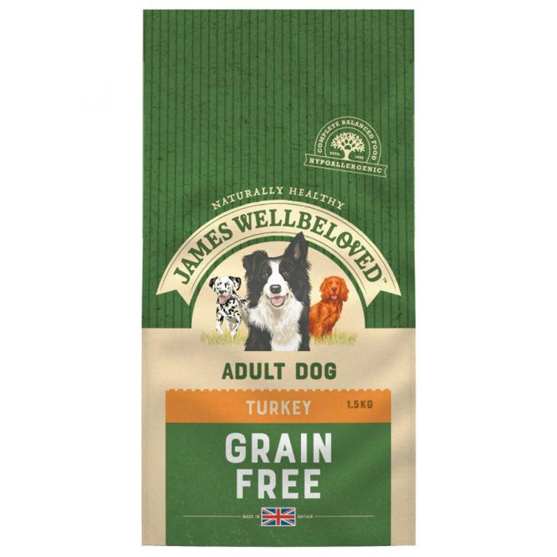 James Wellbeloved Complete Adult Grain Free Turkey and Vegetable 1.5kg