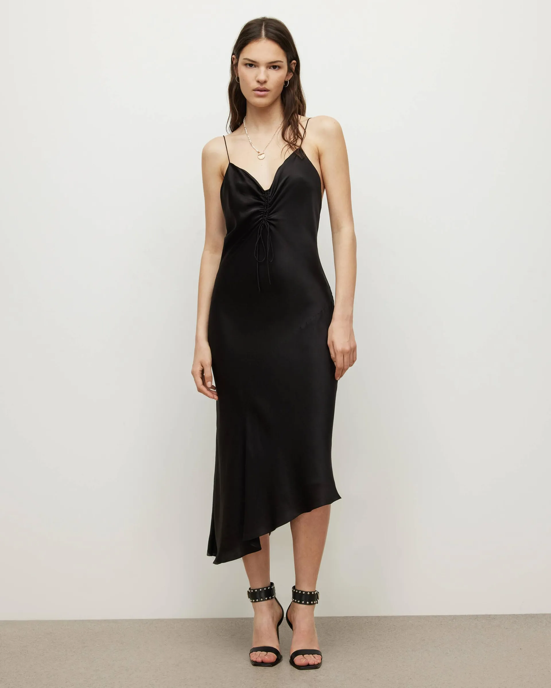 Alexia V-Neck Drawstring Midi Slip Dress