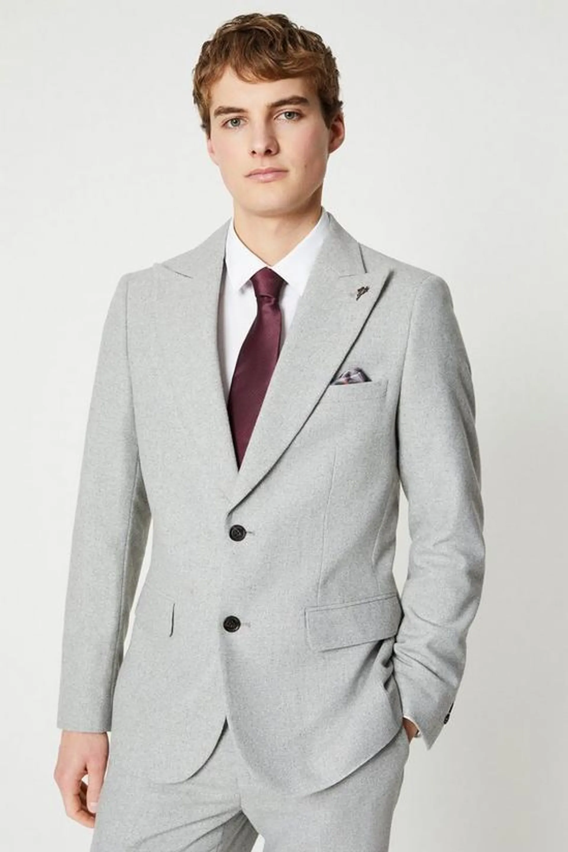 Slim Fit Grey Tweed Suit Trouser