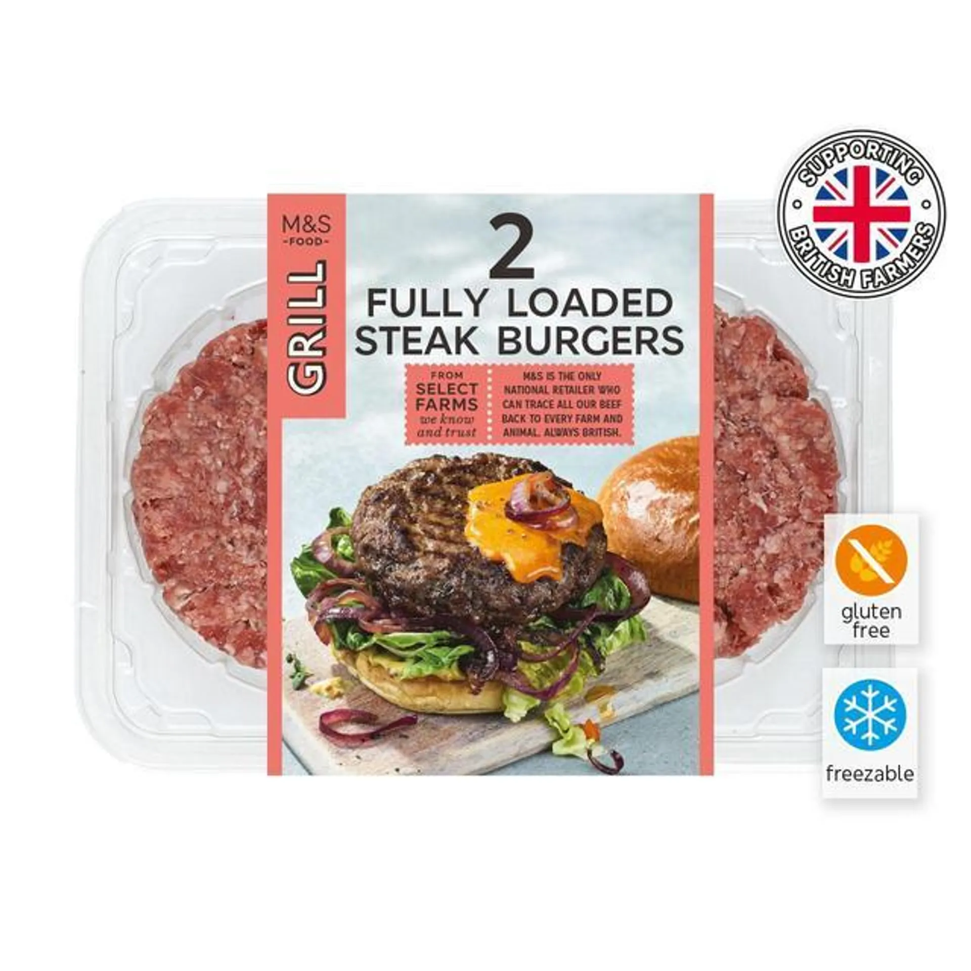 M&S 2 Fully Loaded Steak Burgers 380g