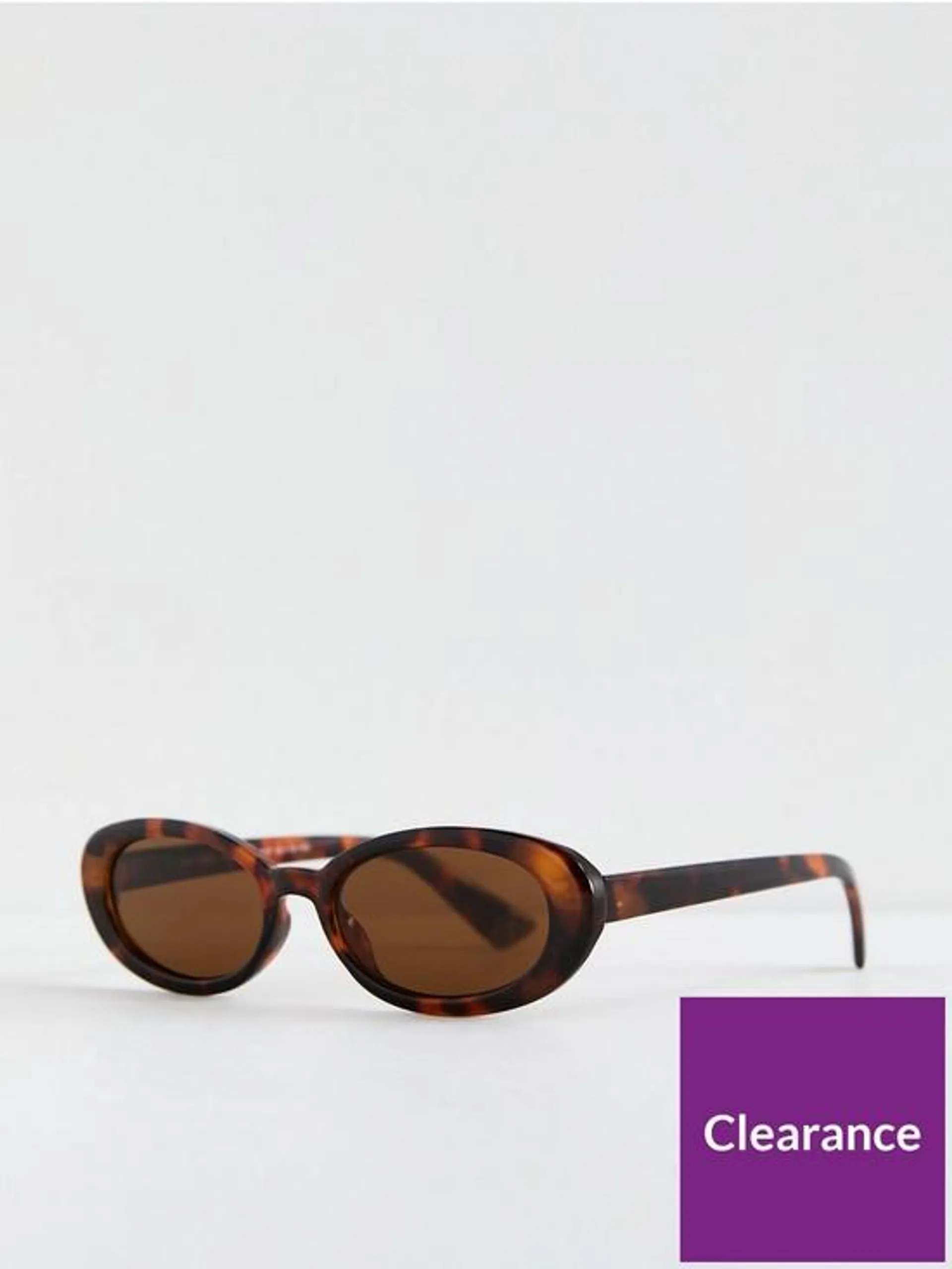 Dark Brown Tortoiseshell Effect Oval Sunglasses