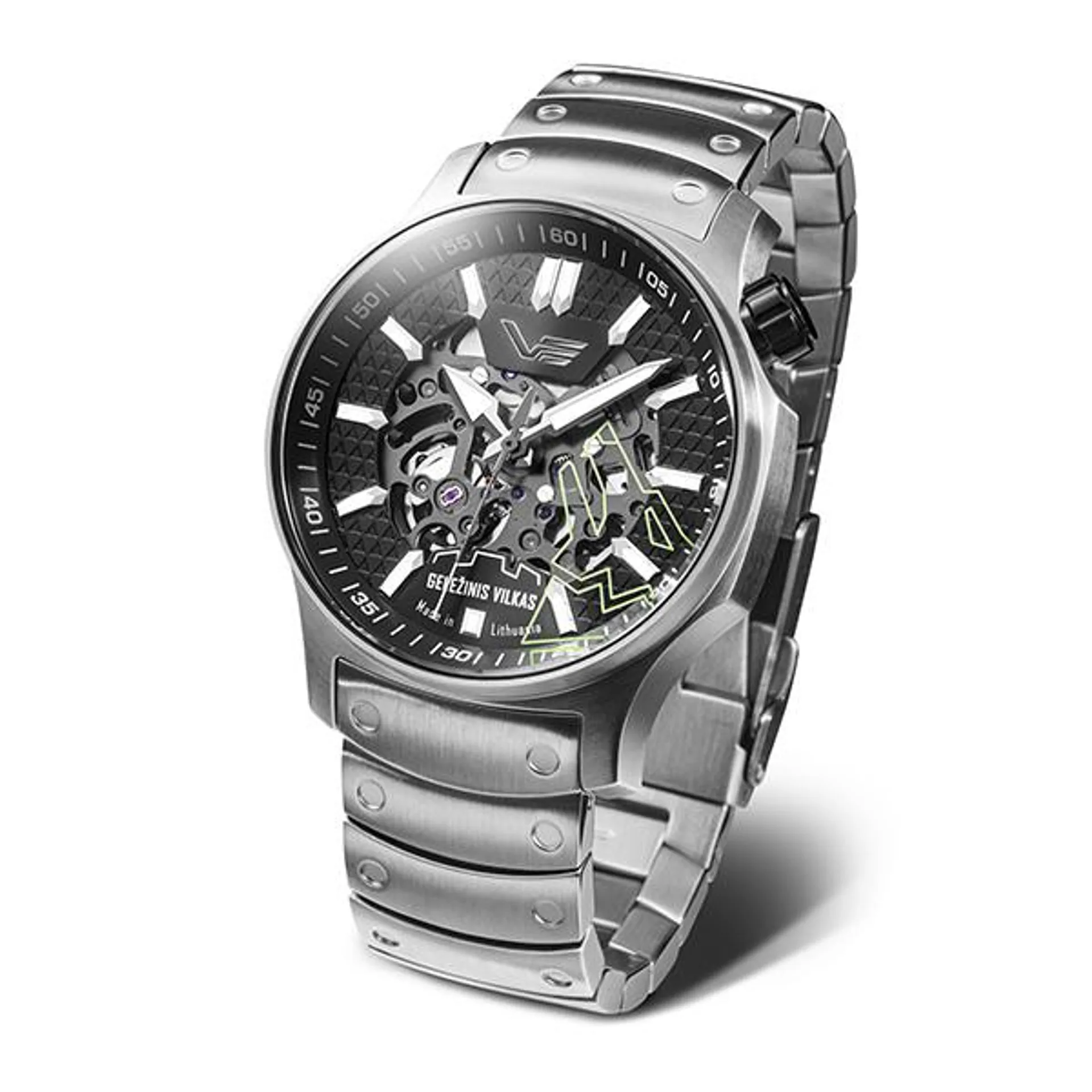 Vostok Europe Gents Ltd Ed Gelezinis Vilkas Watch with Stainless Steel Bracelet
