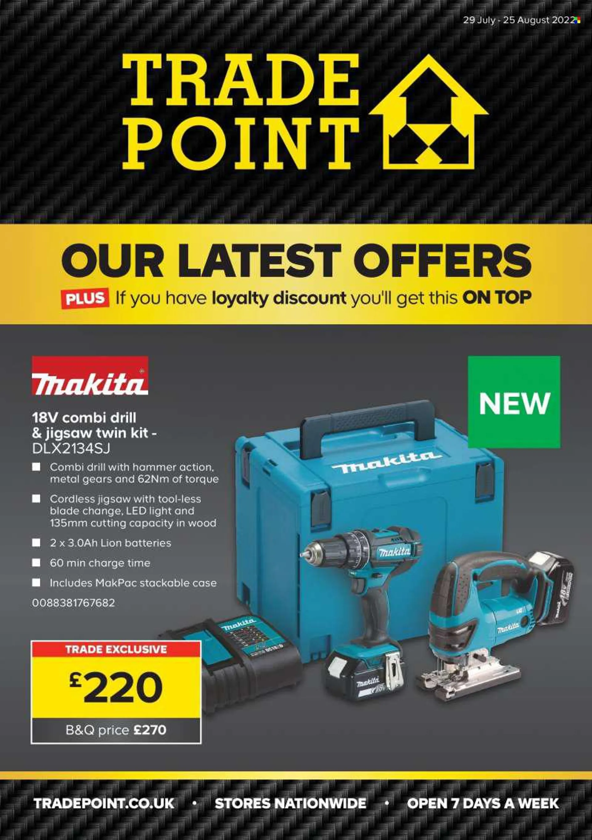 TradePoint offer  - 29/07/2022 - 25/08/2022 - Sales products - Makita. Page 1.