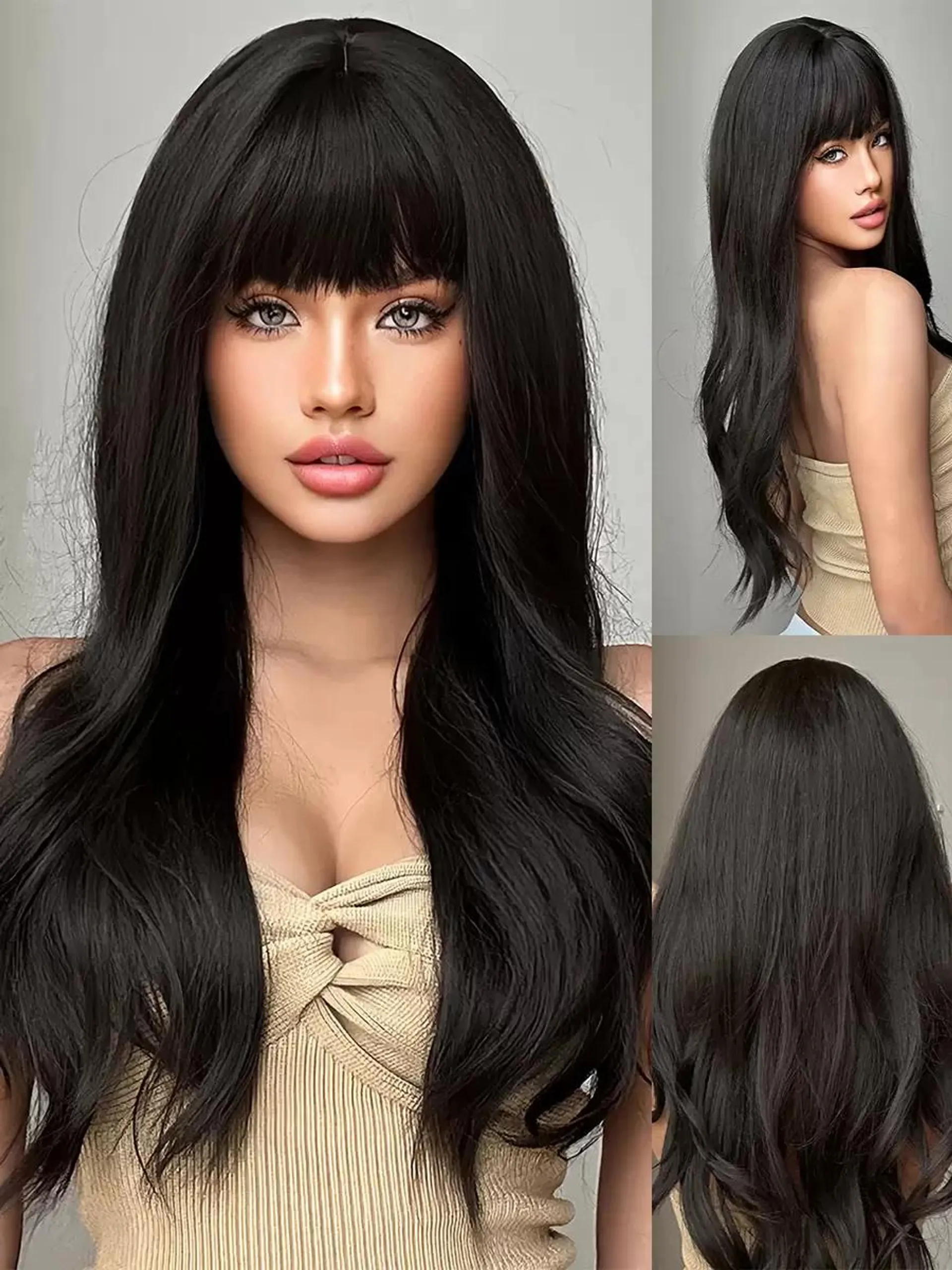 Brownish Black Long Wig Tousled Chic Casual Cosplay Synthetic Wigs