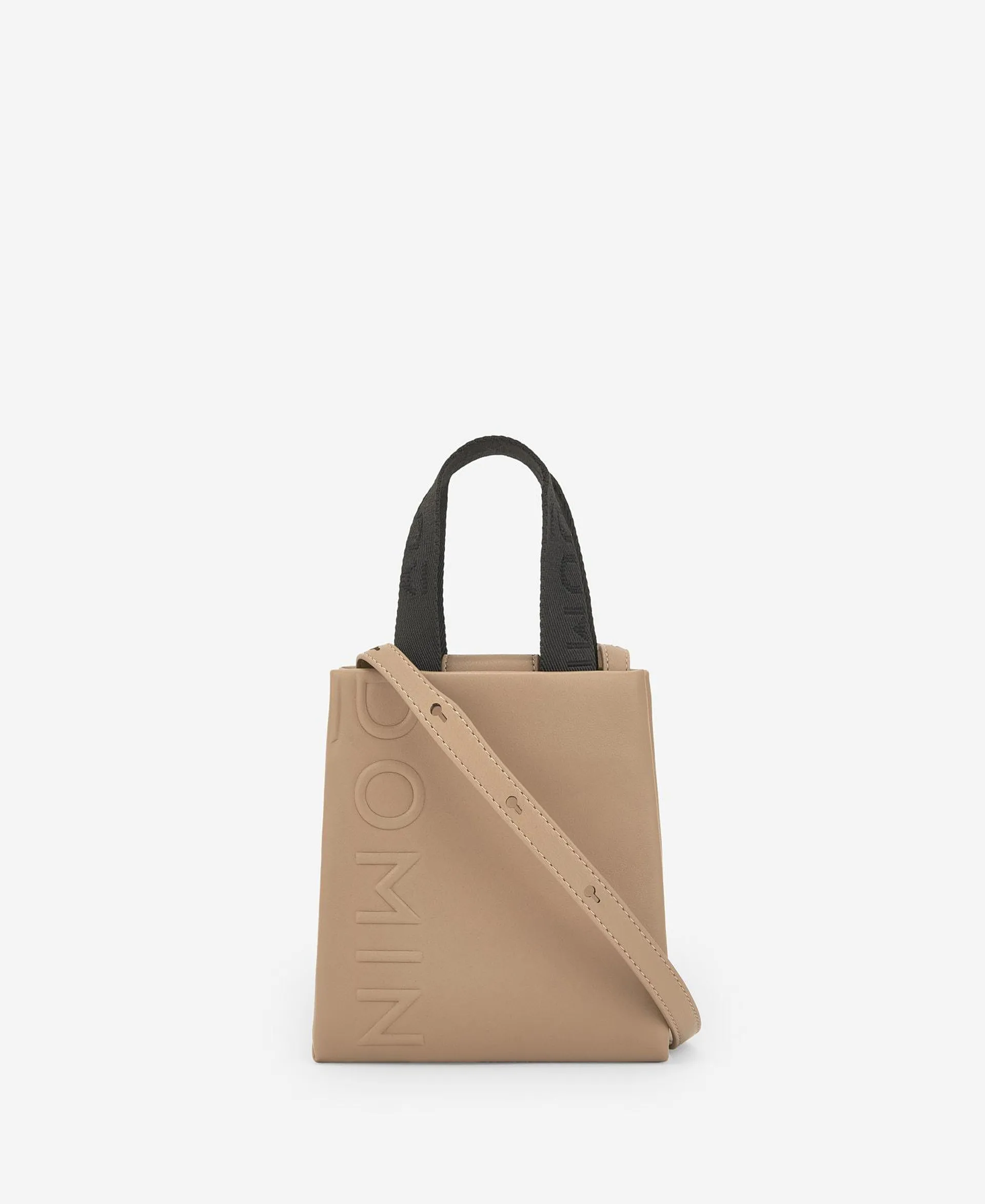 Small taupe shopper bag for women