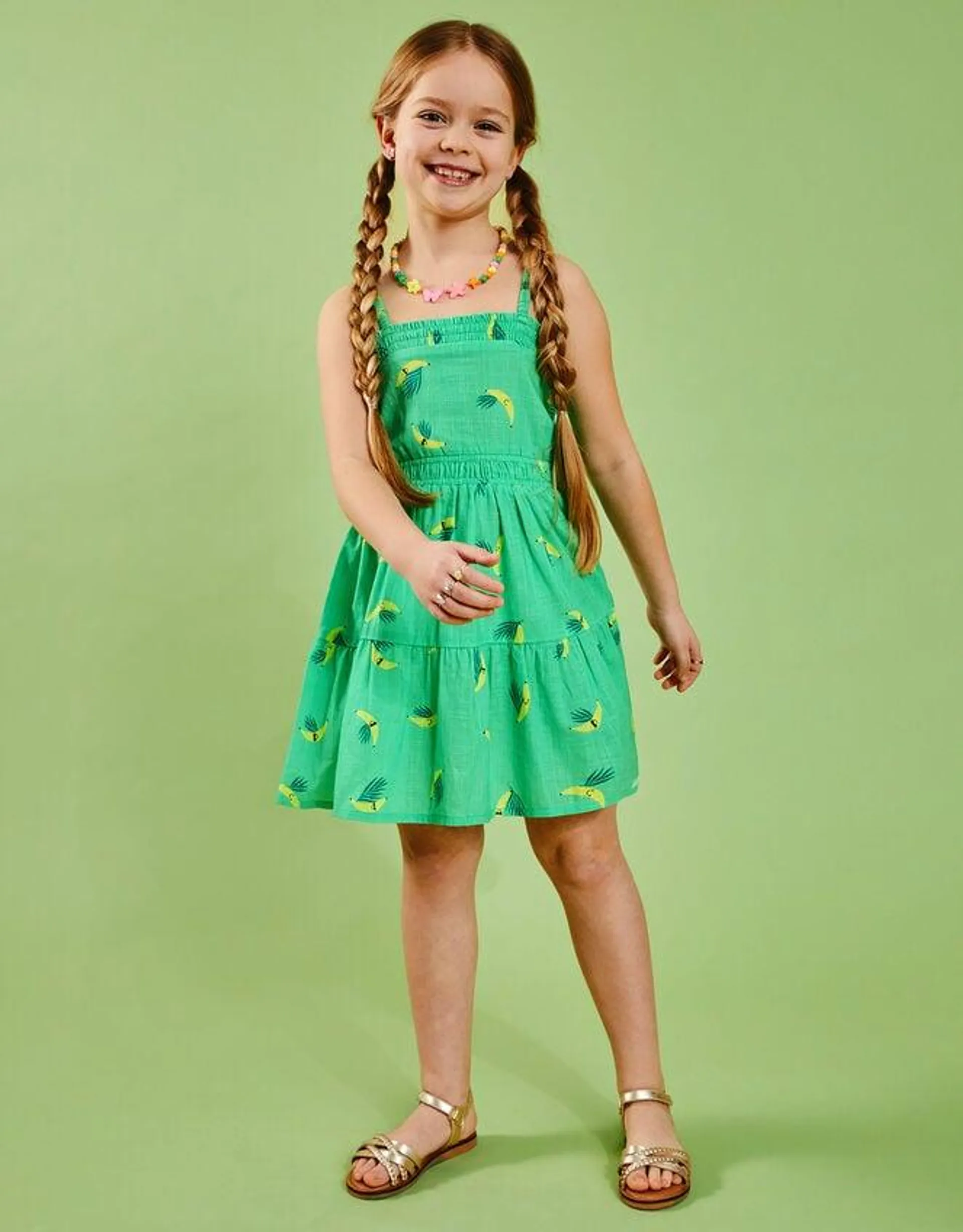 Girls Banana Dress Green