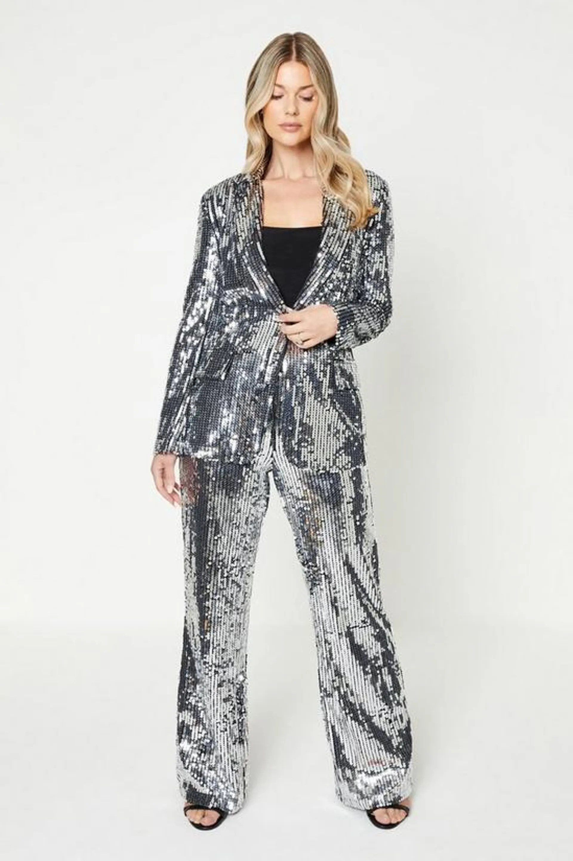 Sequin Wide Leg Trousers