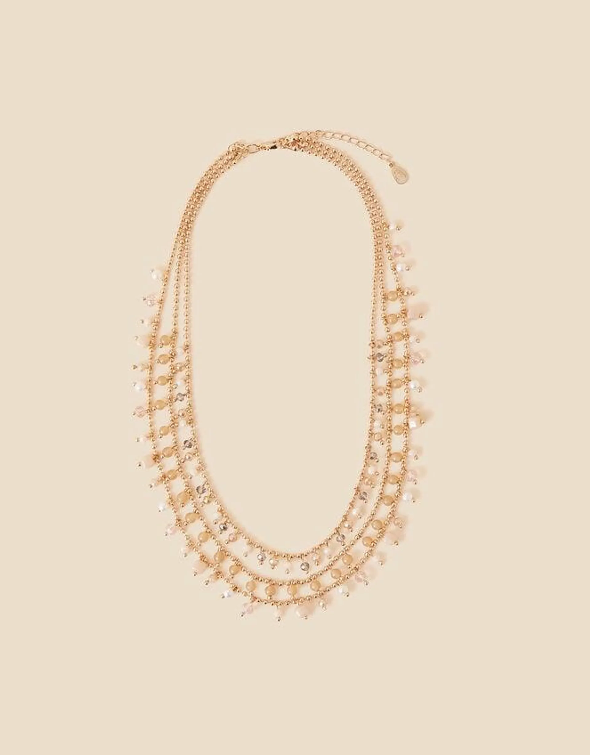 Pastel Layered Beaded Drop Necklace