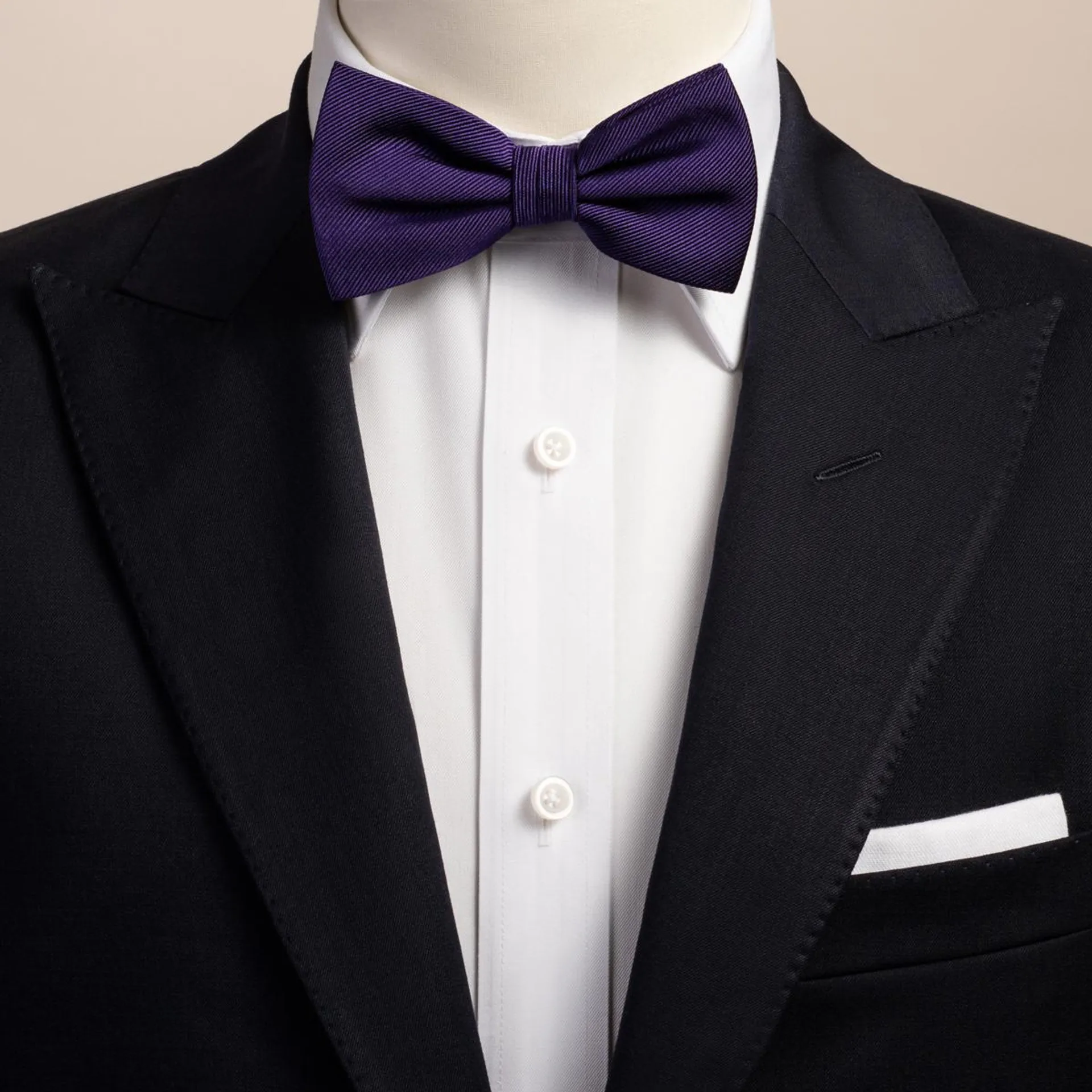 Purple silk bow tie