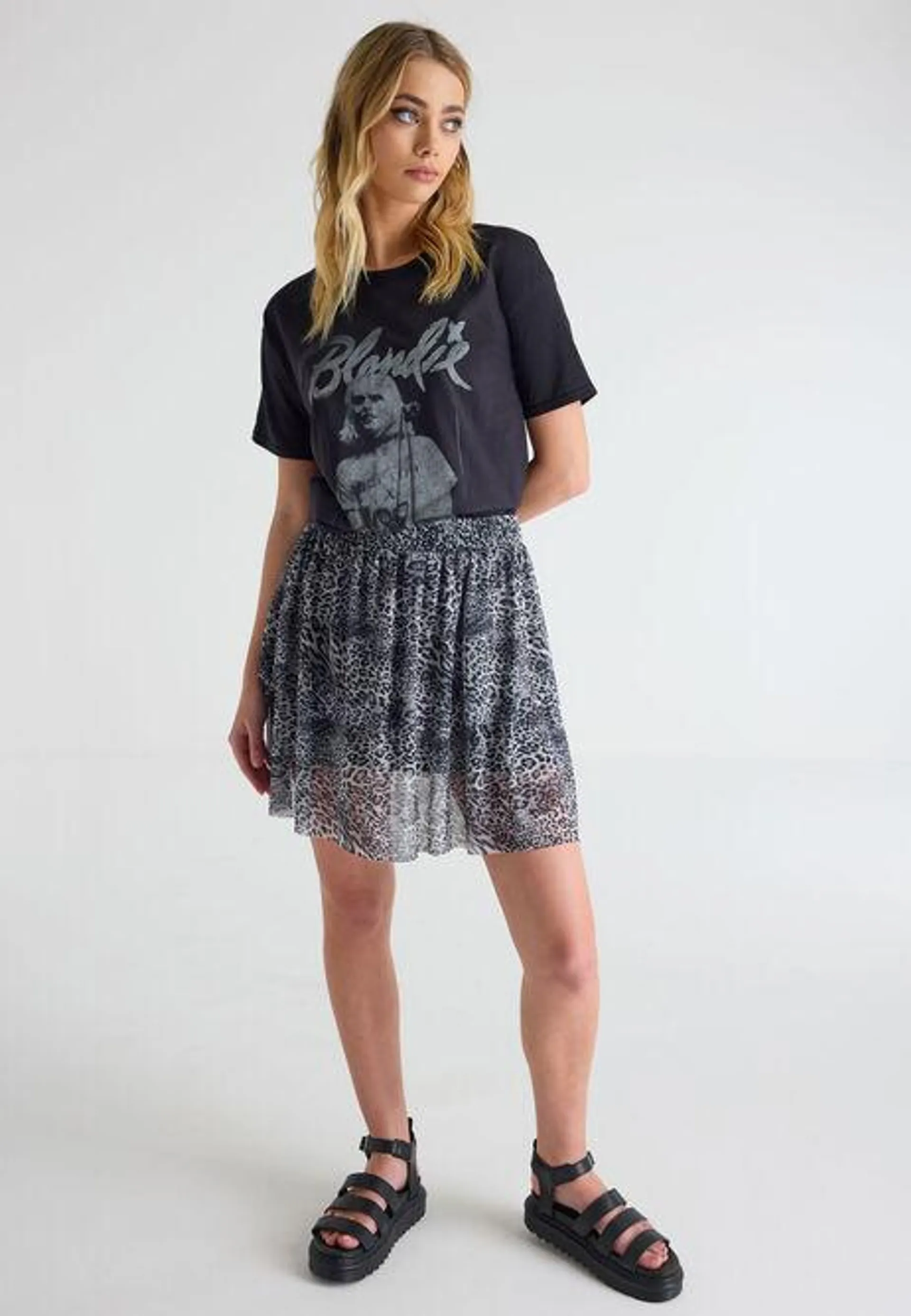 Womens Grey Animal Print Mesh RA RA Skirt