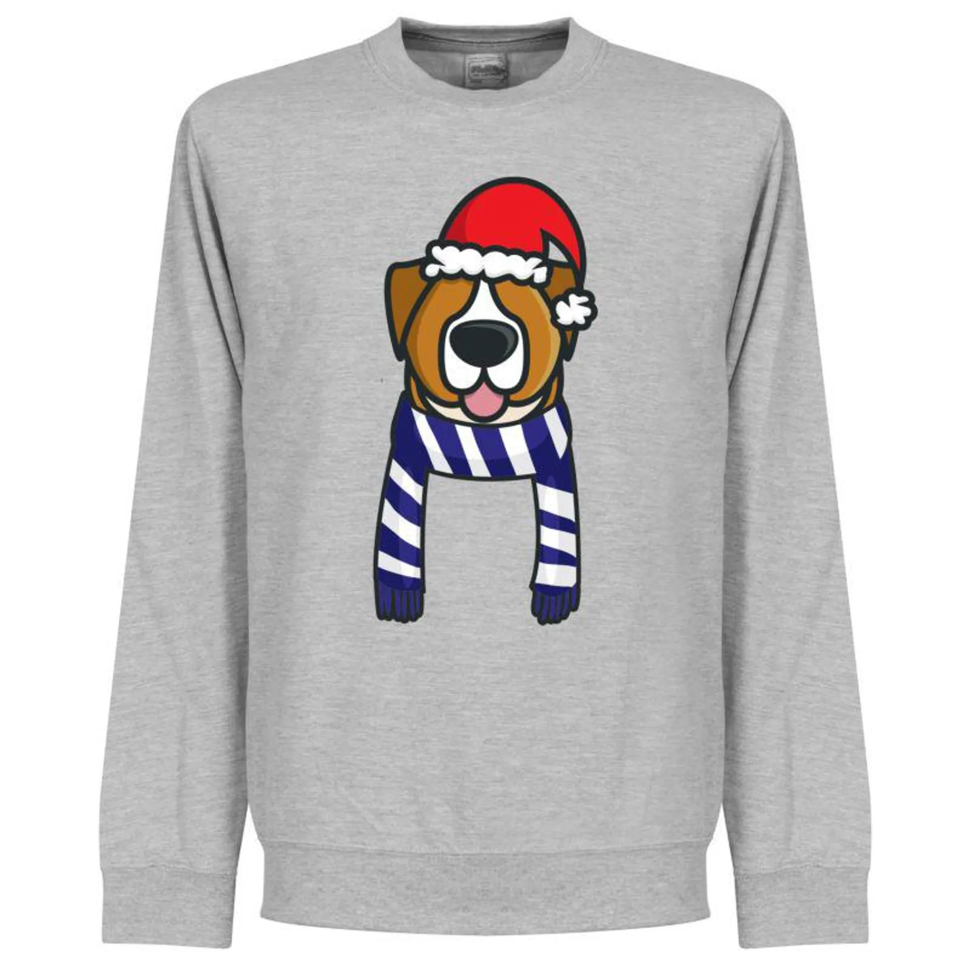 Christmas Dog Supporter KIDS Sweatshirt - Grey (Blue/White Scarf)