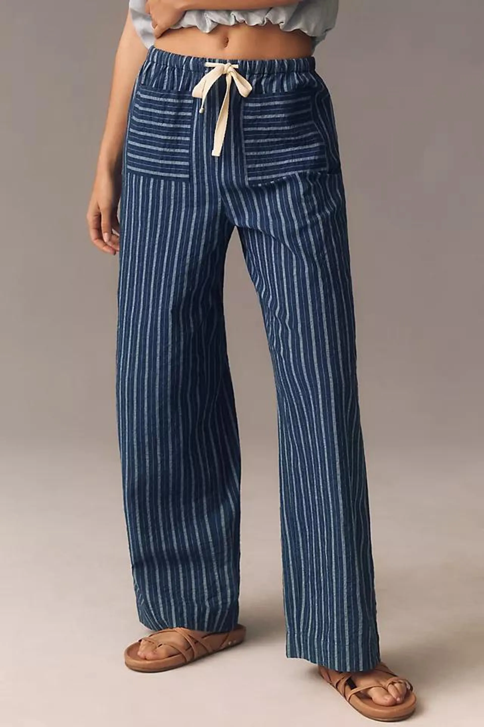 Nice Things Striped Indigo Trousers