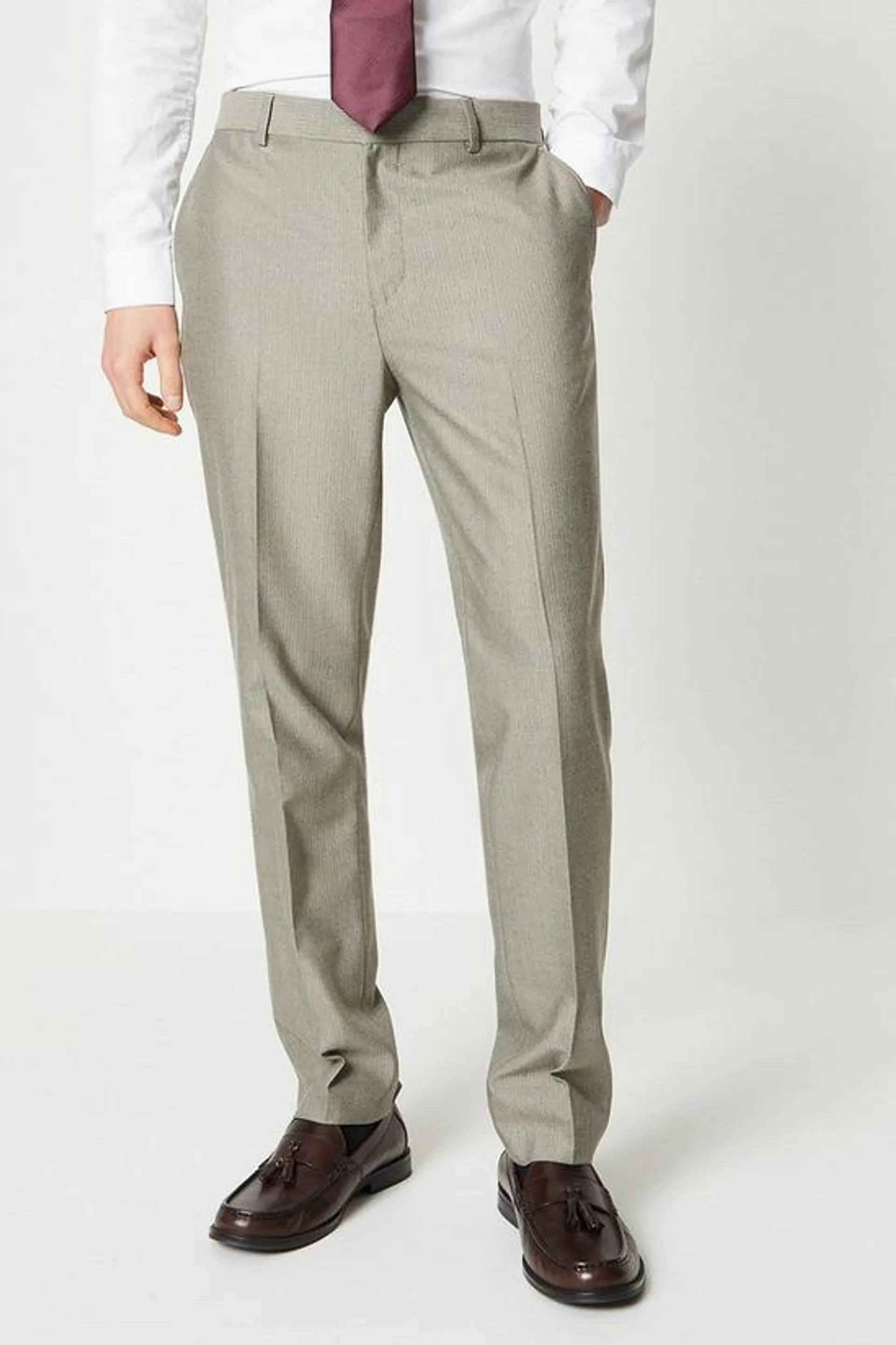Neutral Herringbone Suit Trouser