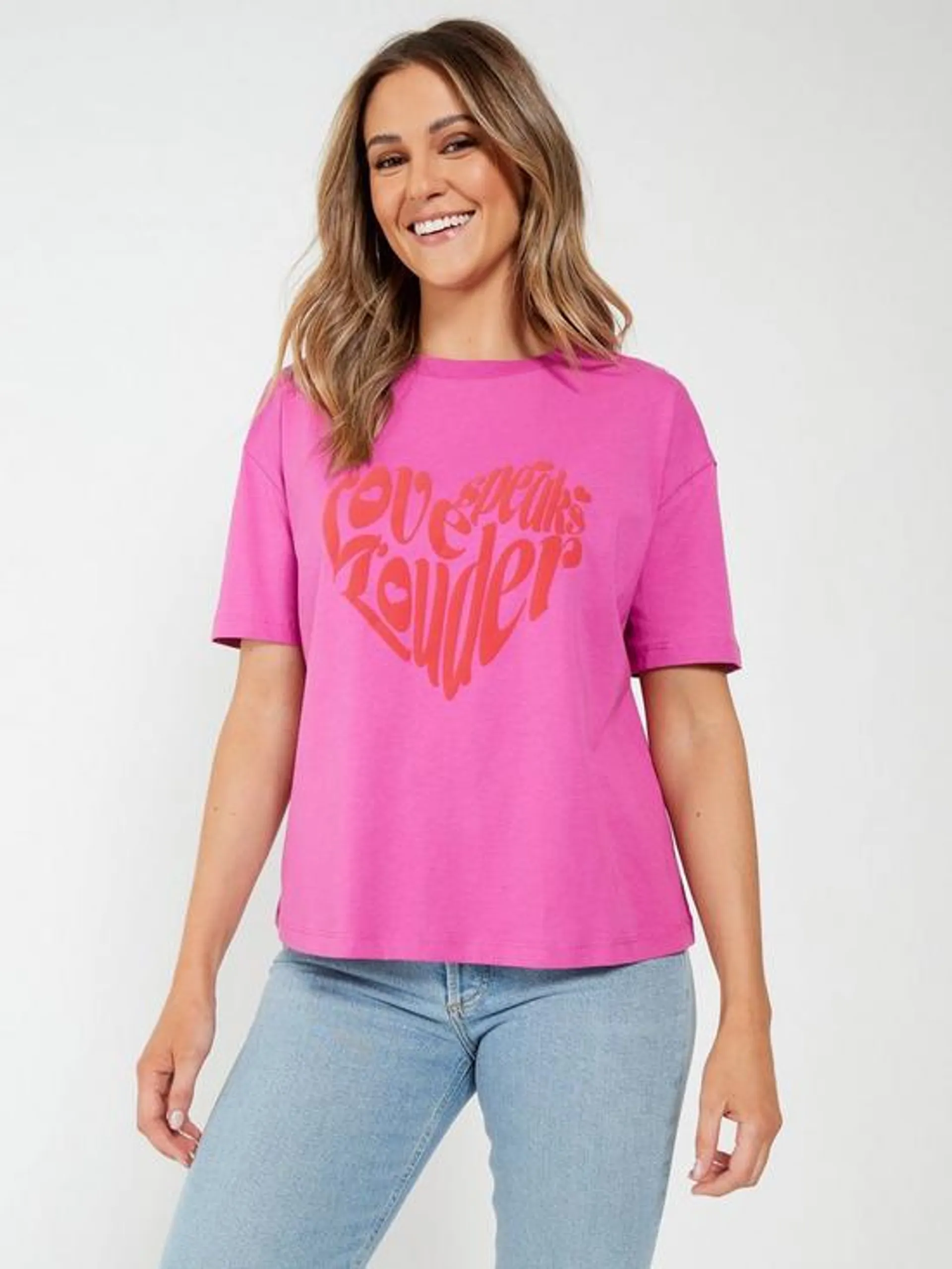 Love Speaks Louder Boxy T-Shirt - Pink