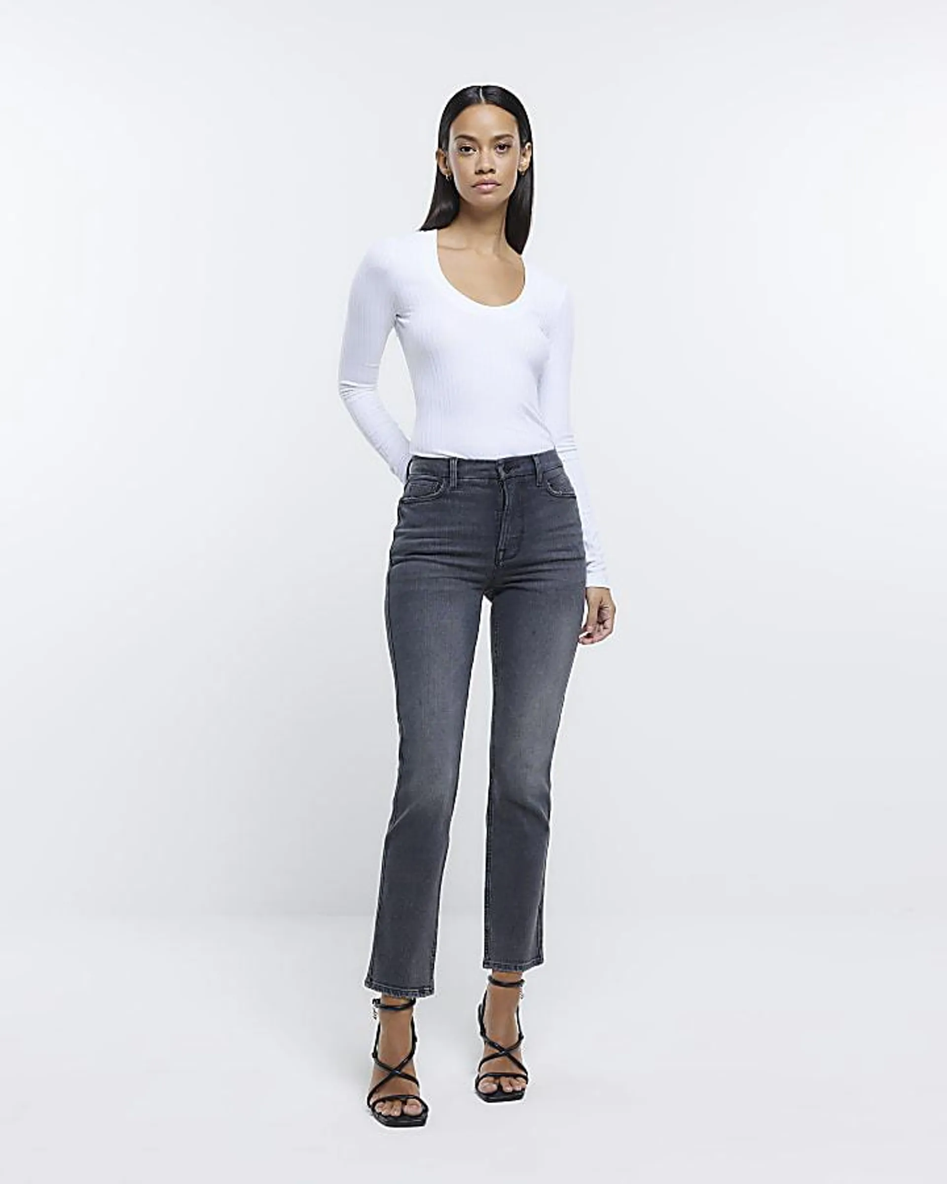 Black slim straight leg jeans