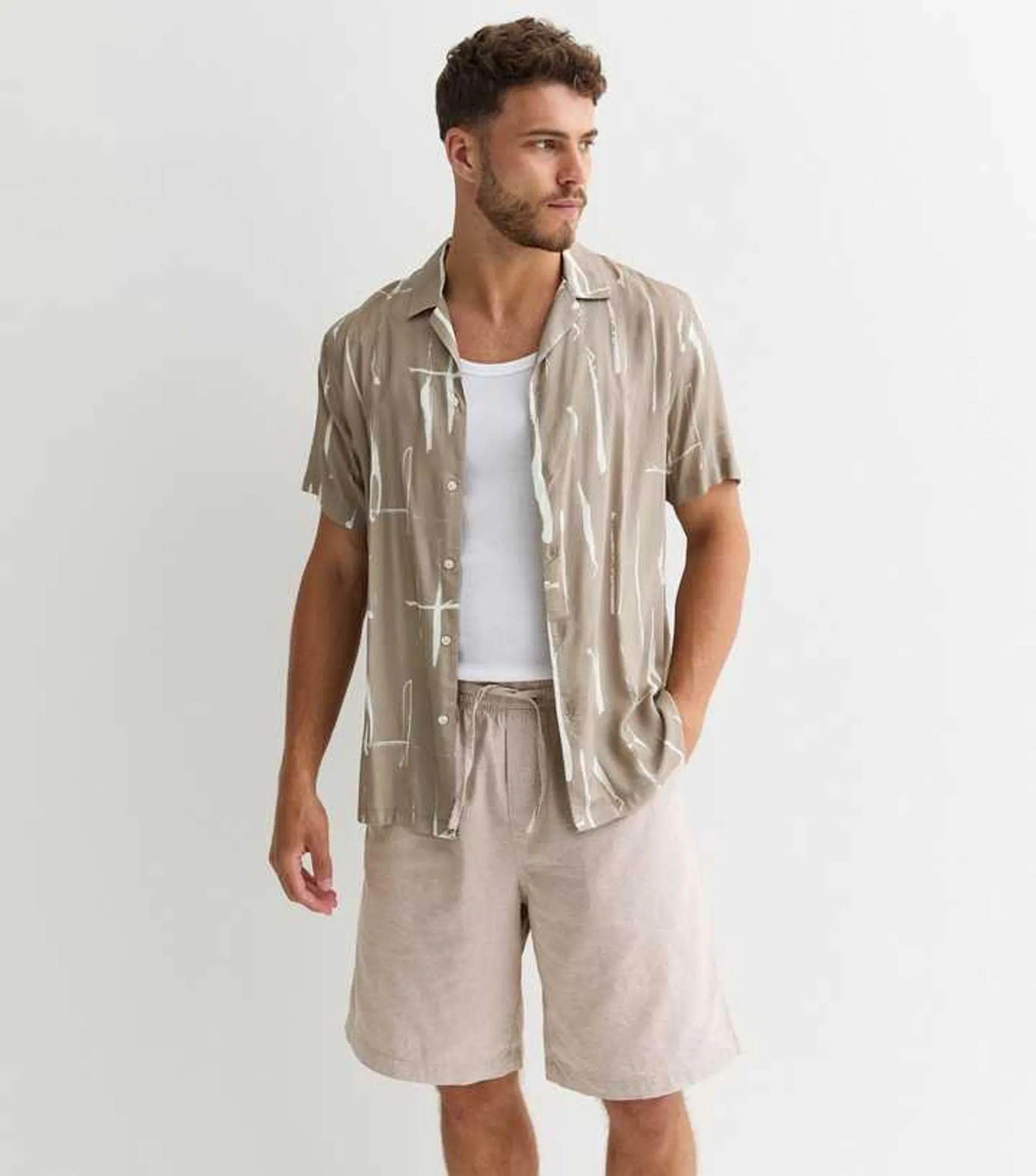 Jack & Jones Stone Cotton-Linen Shorts