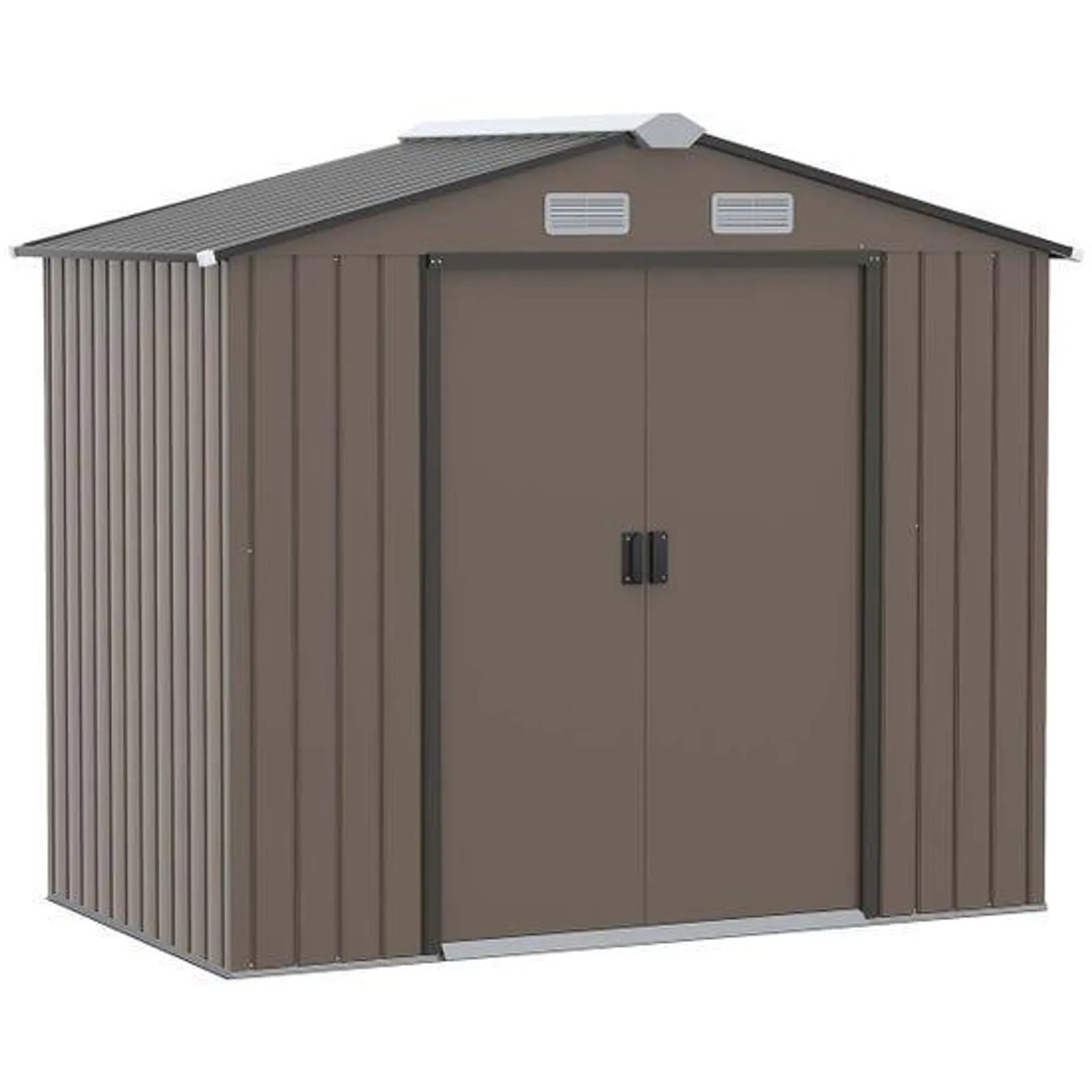 Outsunny Shed Storage Unit 7ft x 4ft with Floor Foundation Brown