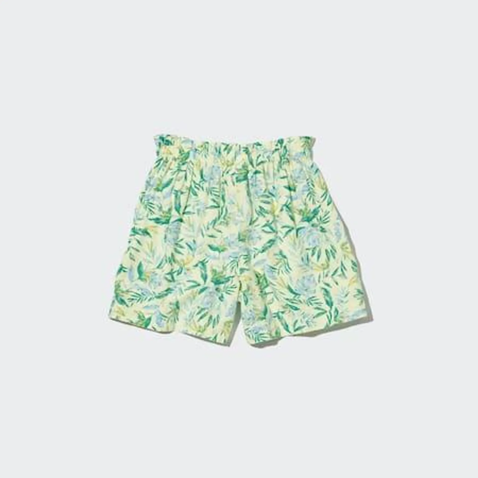 Girls Linen Blend Flower Print Easy Shorts