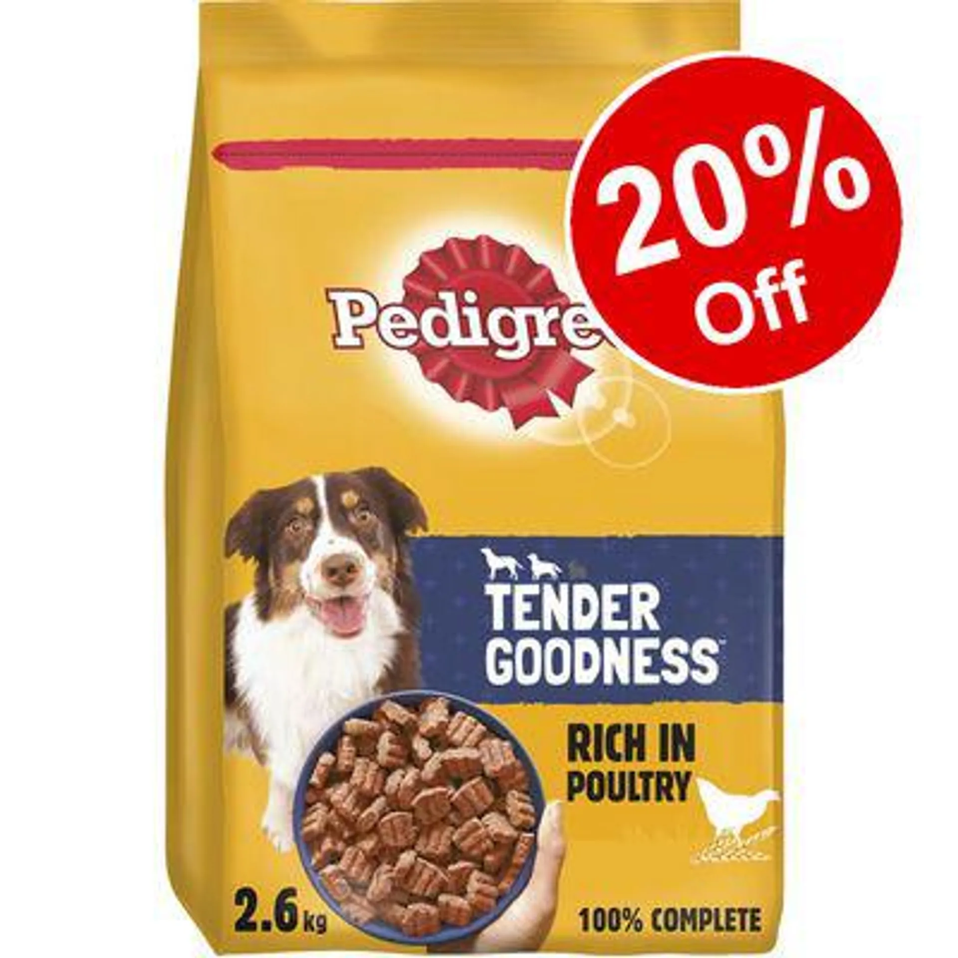 2.6kg Pedigree Adult Tender Goodness Dry Dog Food - 20% Off! *