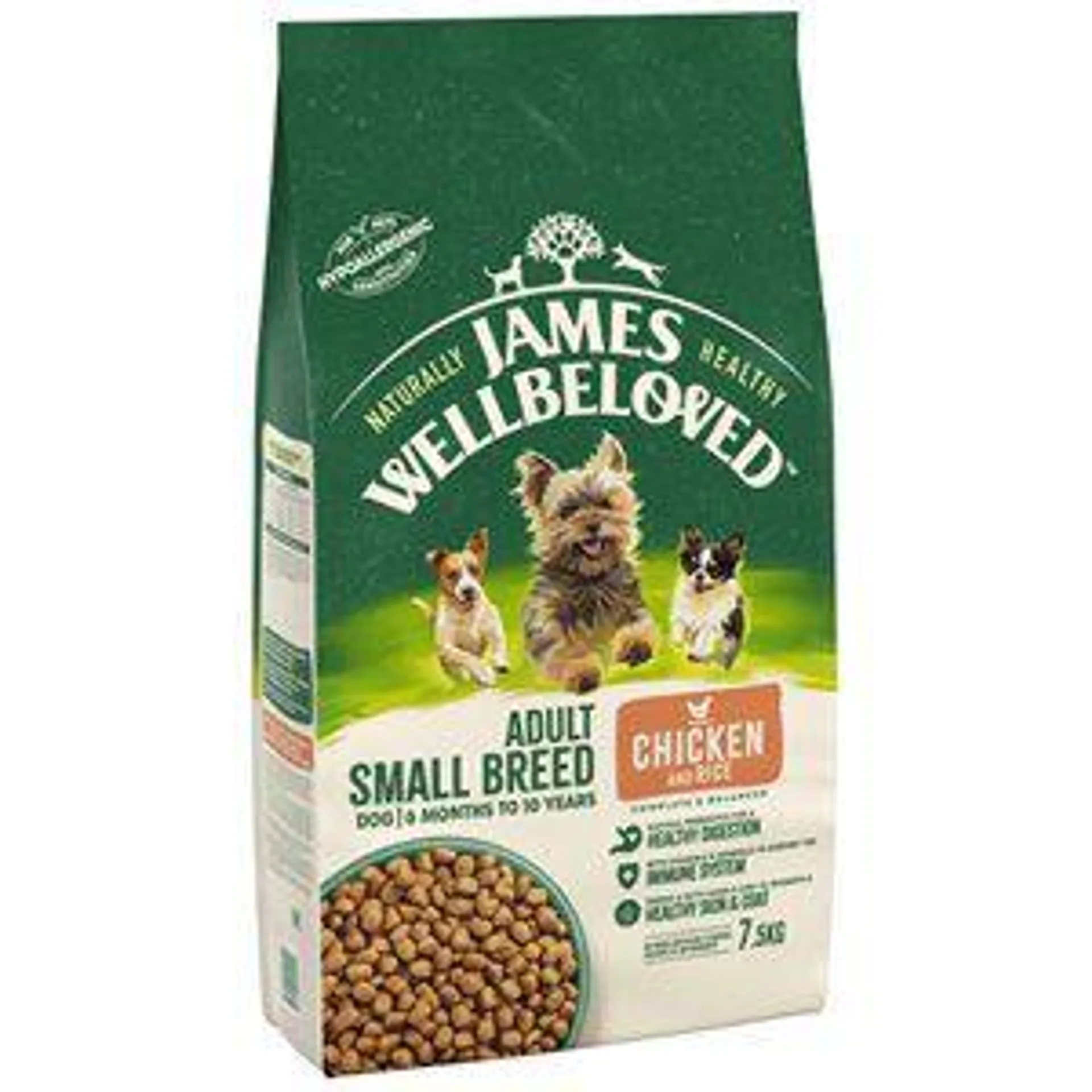 James Wellbeloved Adult Small Breed Chicken & Rice - 7.5Kg