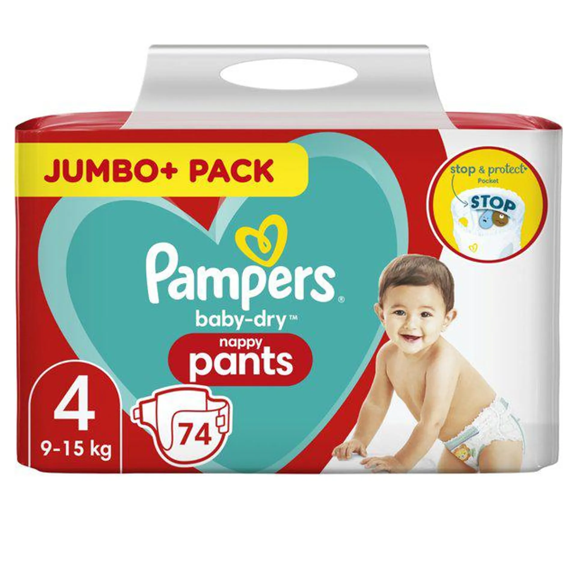 Pampers Baby-Dry Nappy Pants Size 4 Pants Jumbo + Pack 74 per pack