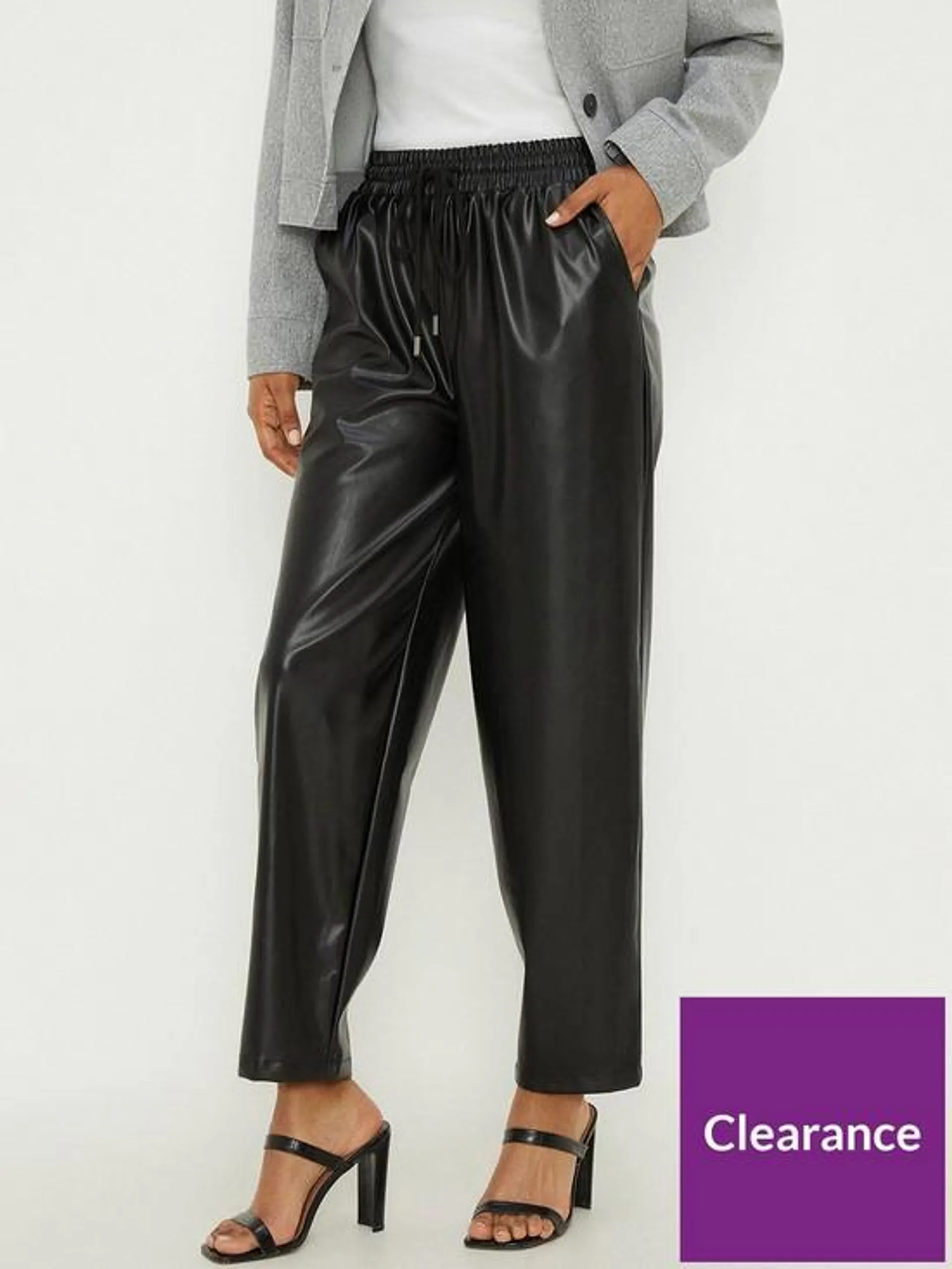 Faux Leather Jogger - Black