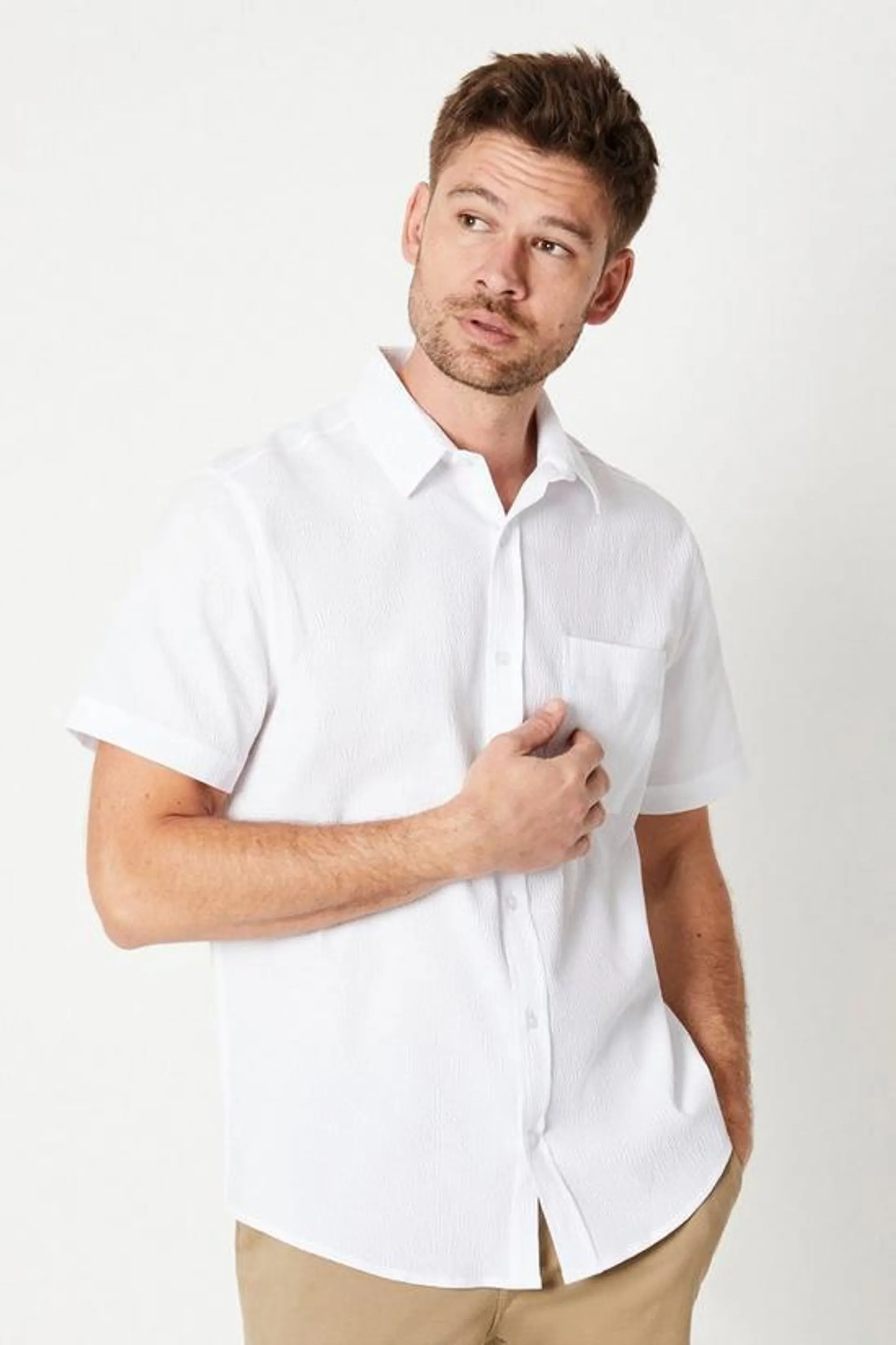 Crepe Texture Short Sleeve Shirt