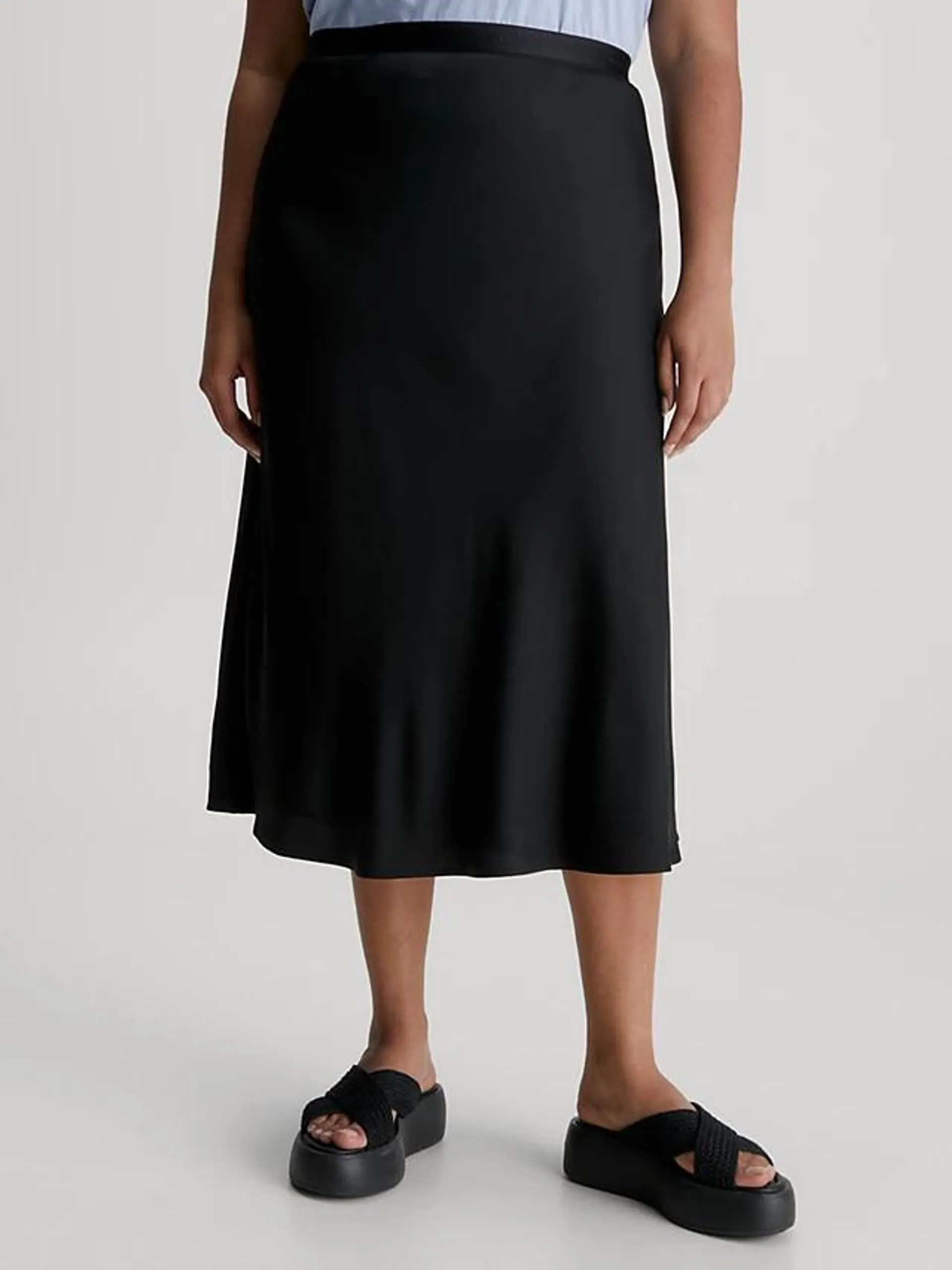 Plus Size Crepe Midi Skirt