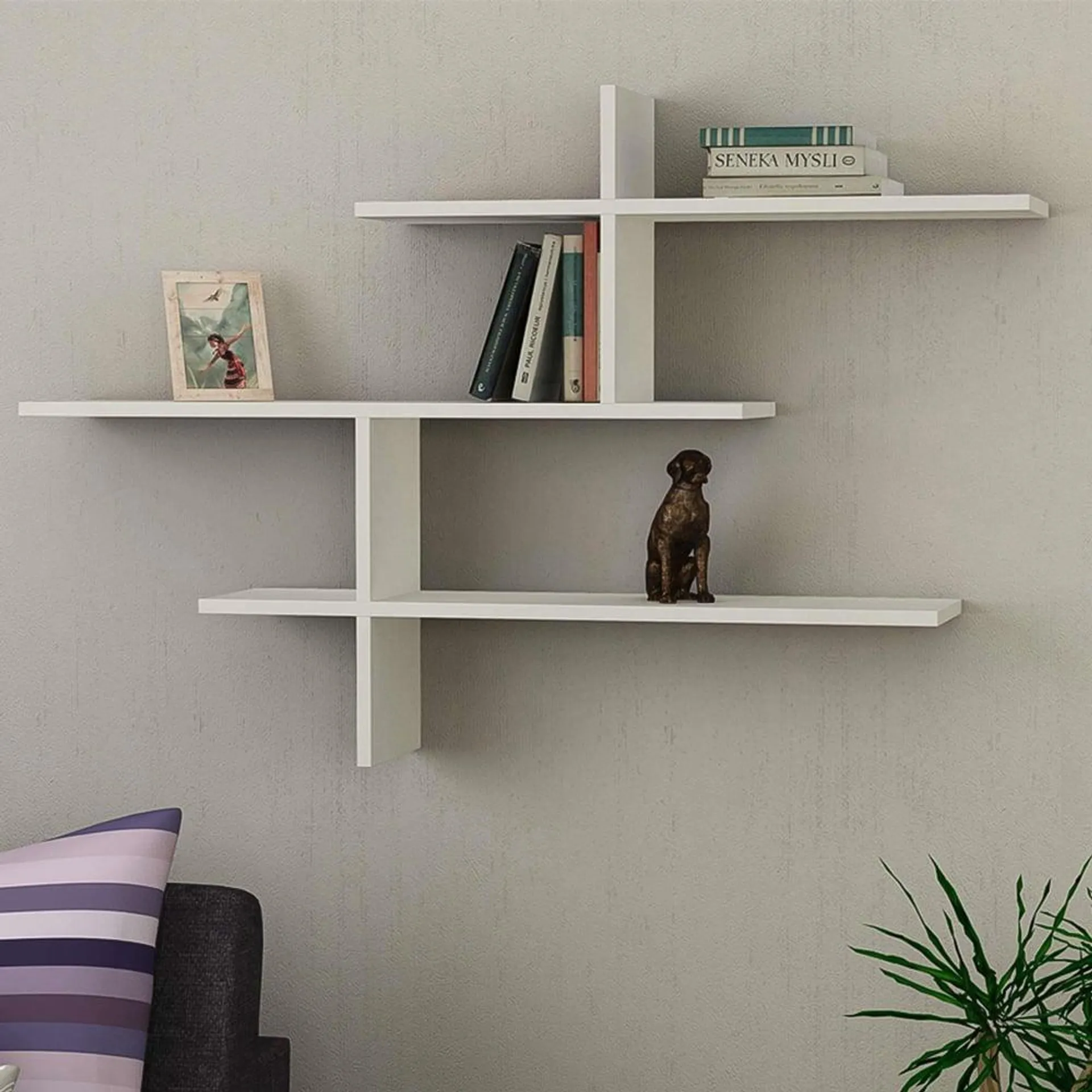 Decortie Leo 6 Shelf White Modern Floating Shelf