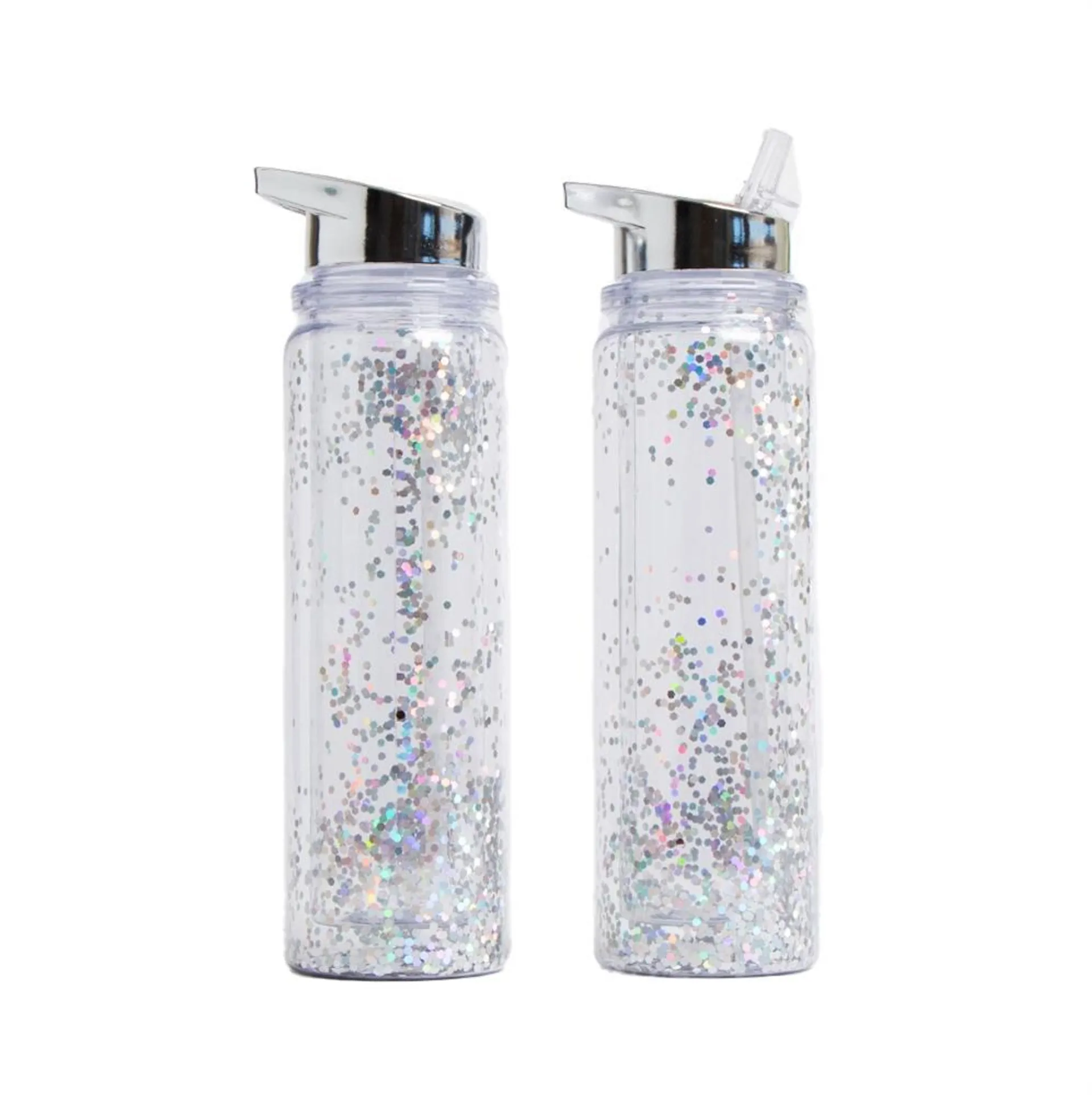 Dreamer: Glitter Water Bottle 2 Pack - Silver
