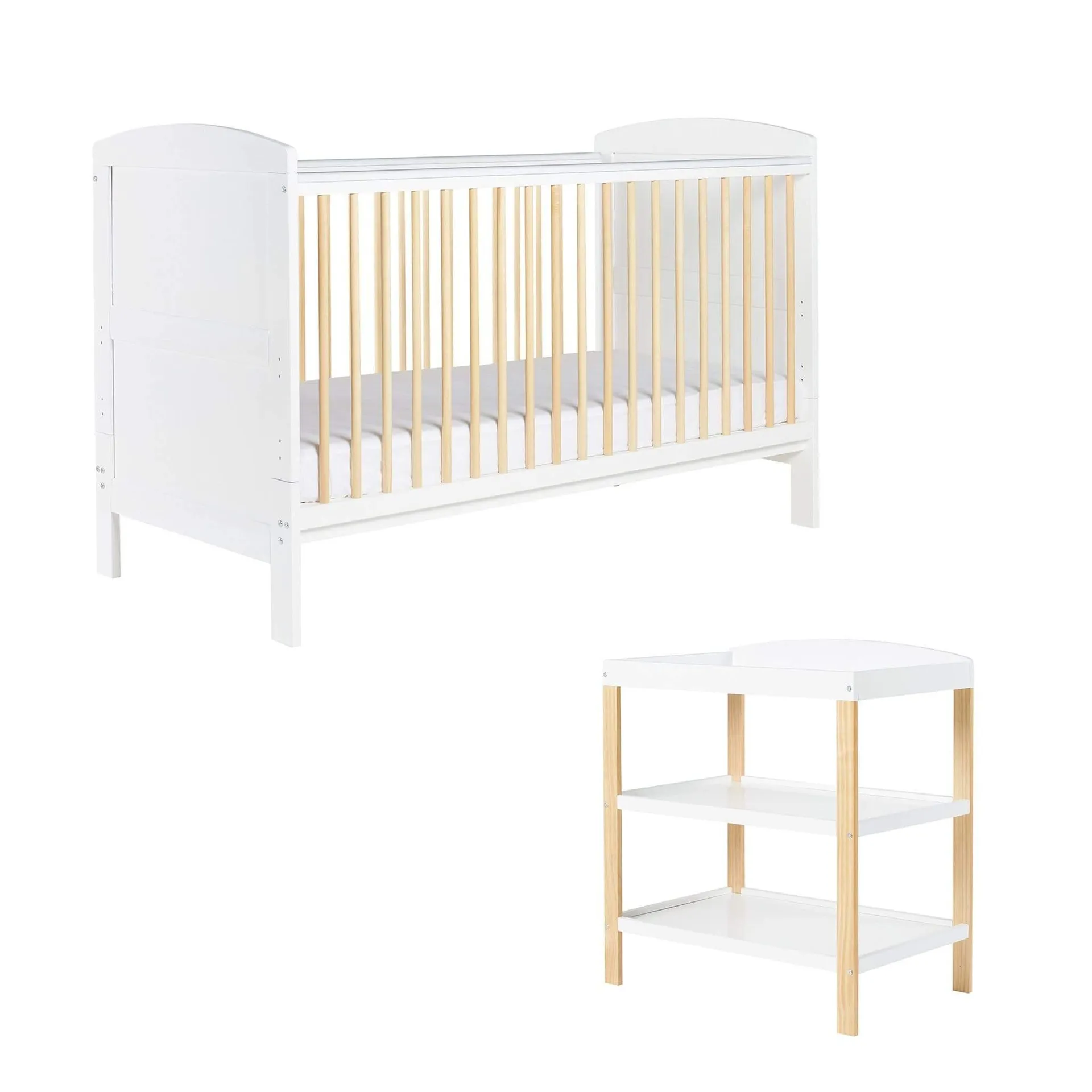 Ickle Bubba Coleby Classic Cot Bed with Open Changer Scandi White